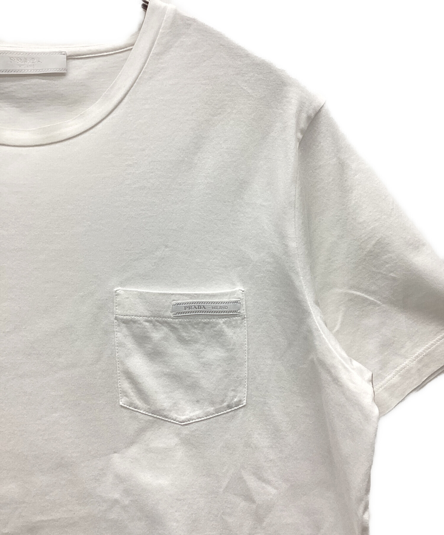 中古・古着通販】PRADA (プラダ) S/SポケットTシャツ ホワイト サイズ 
