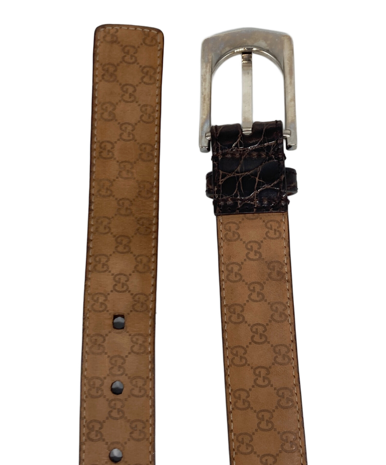中古・古着通販】GUCCI (グッチ) 裏グッチシマ エンボスレザーベルト