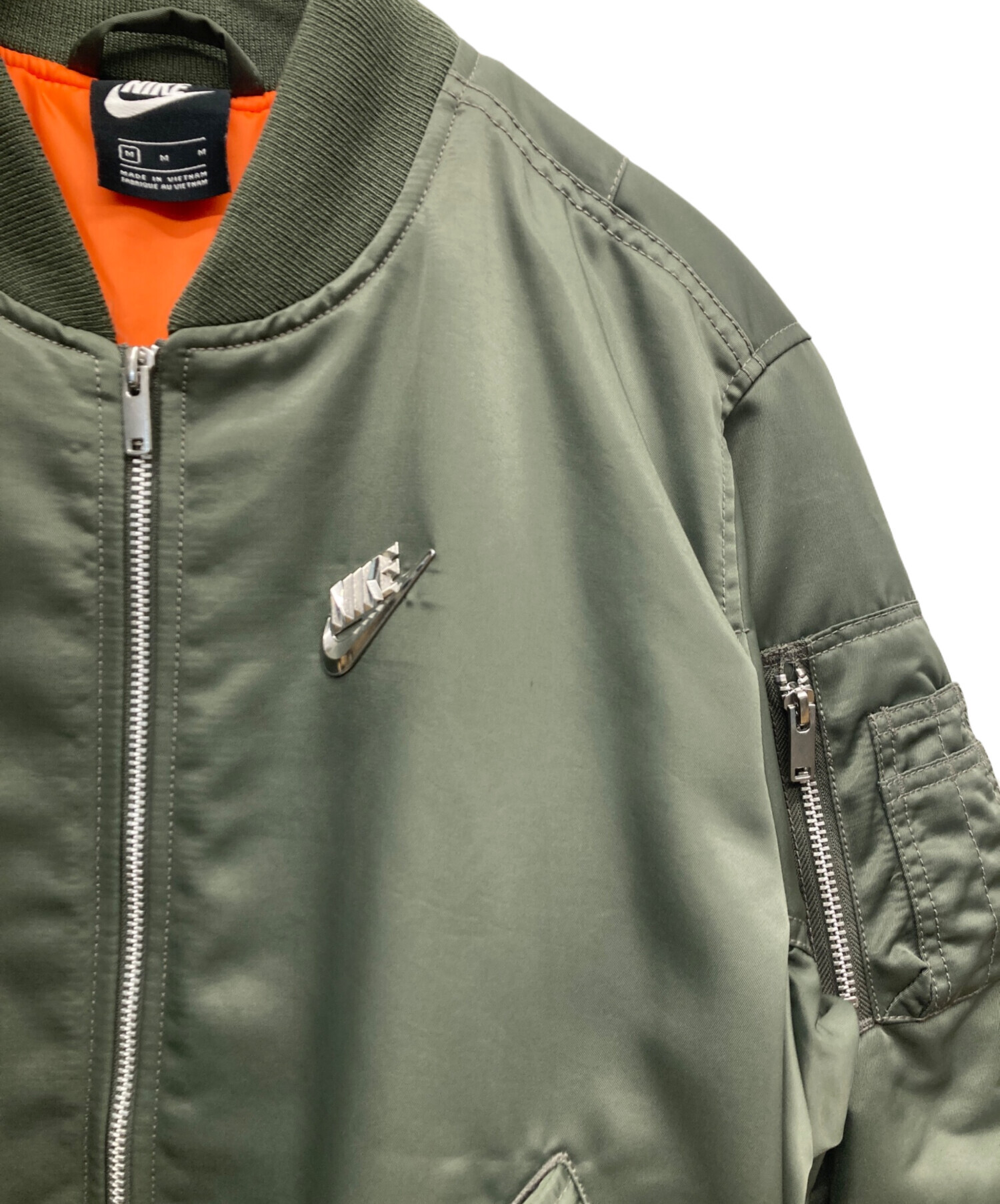 NIKE ナイキ　パンクパックMA-1ジャケット オリーブ　バックロゴ XL NIKE ナイキ パンクパックMA-1ジャケット オリーブ バックロゴ XL