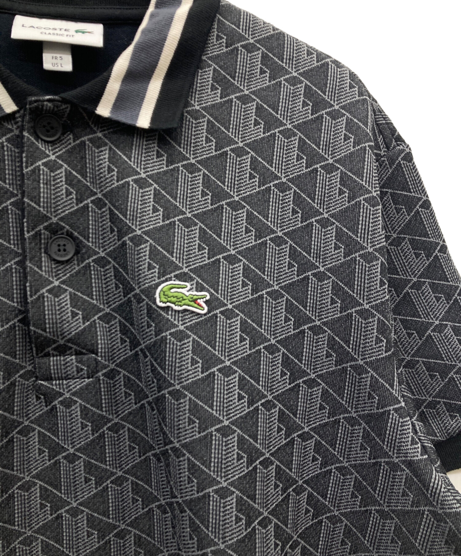 中古・古着通販】LACOSTE (ラコステ) モノグラムジャカードポロシャツ 中古・古着通販】LACOSTE (ラコステ) モノグラムジャカードポロシャツ