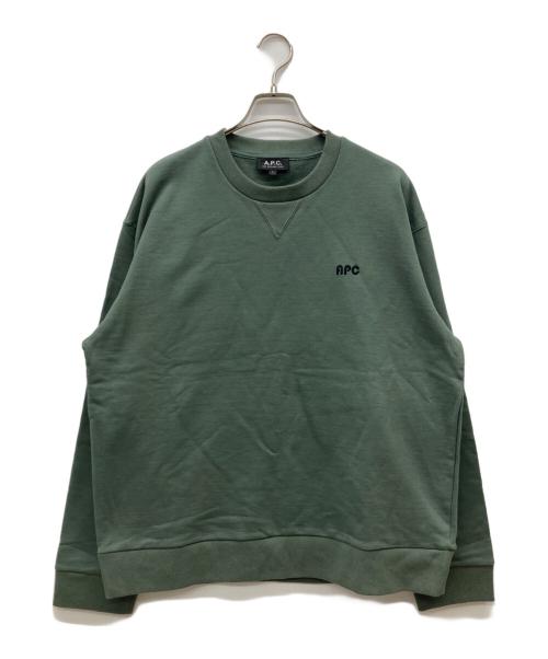 中古・古着通販】A.P.C. (アーペーセー) ロゴ刺繍スウェット グリーン 中古・古着通販】A.P.C. (アーペーセー) ロゴ刺繍スウェット グリーン