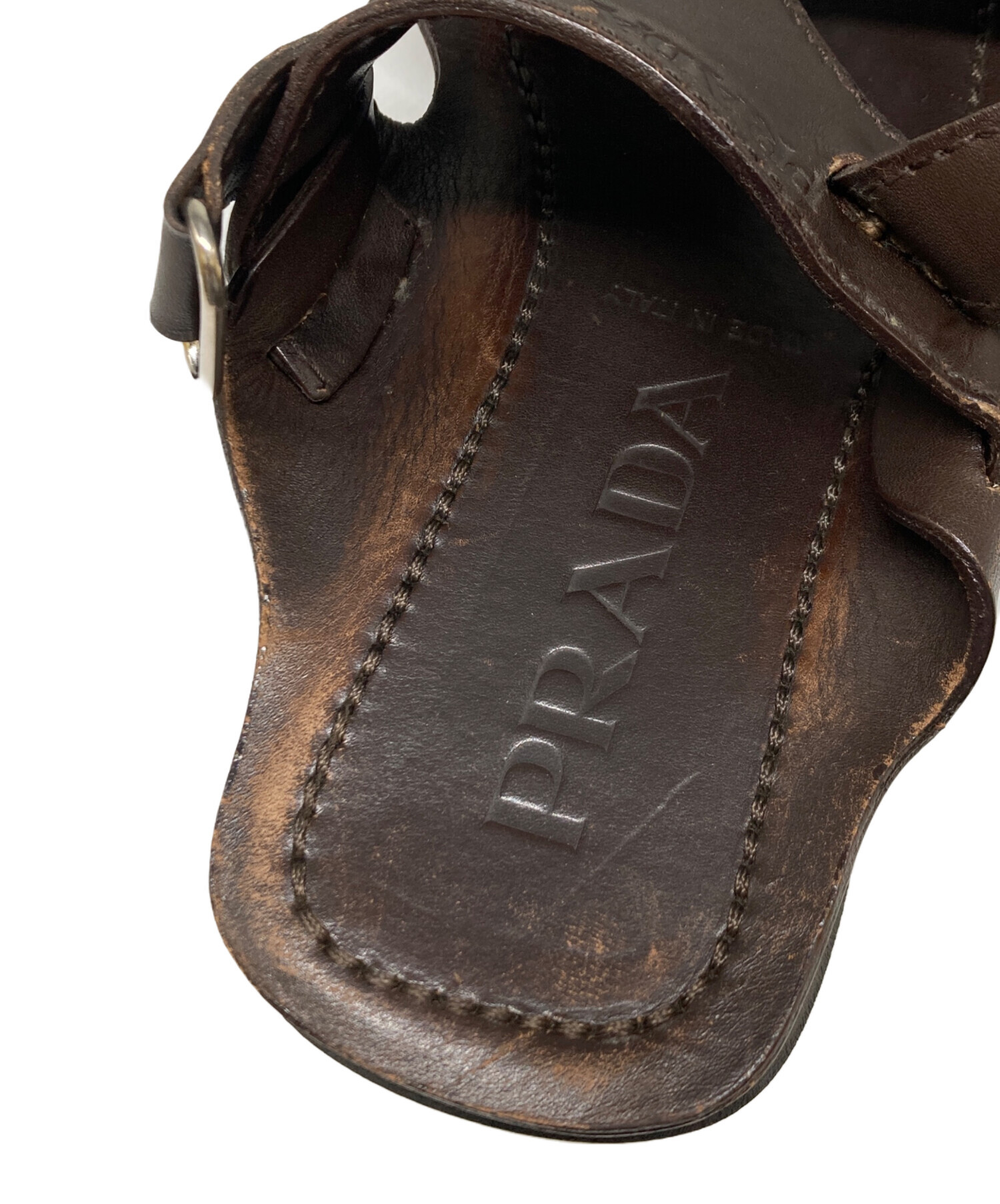 中古・古着通販】PRADA (プラダ) レザーサンダル ブラウン サイズ:6