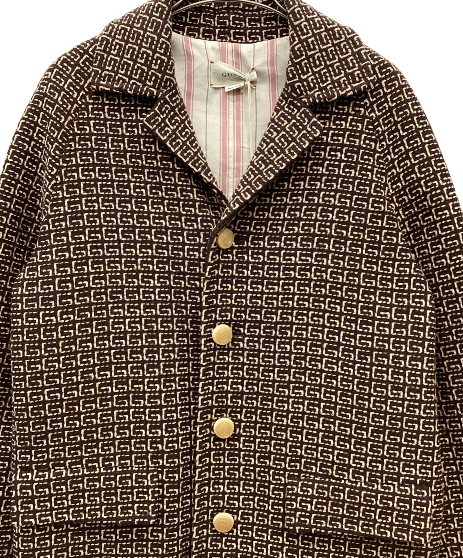 中古・古着通販】GUCCI (グッチ) スクエアG コート ブラウン サイズ