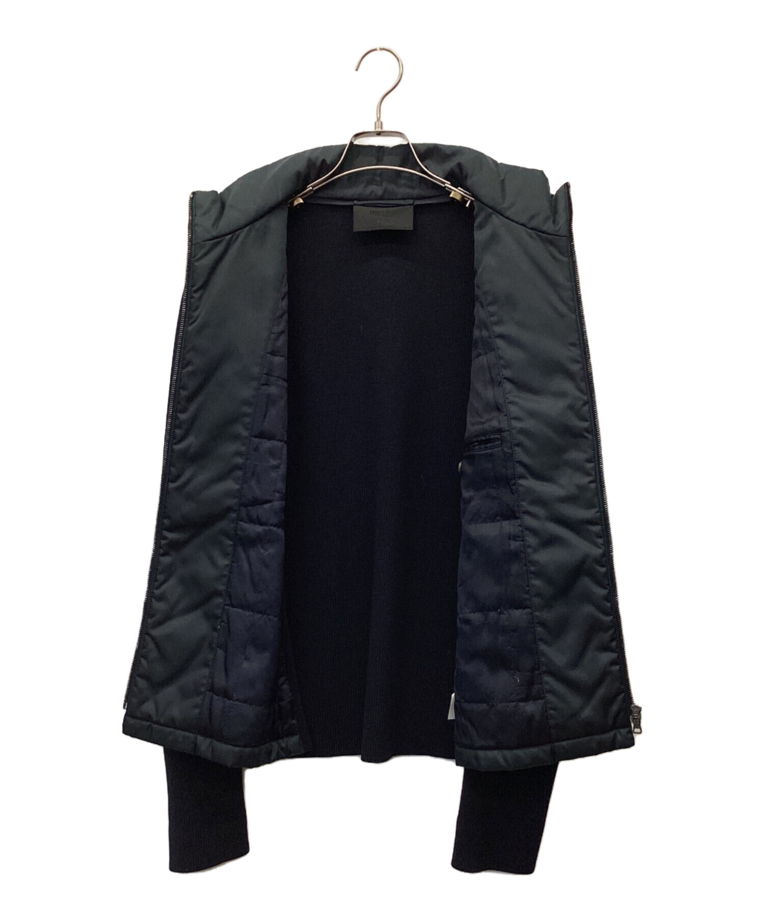 PRADA ナイロン×ウール ニットスリーブ ブルゾン50Ｌ　値下げしました 中古・古着通販】PRADA (プラダ) ラムウールニット切替ジャケット