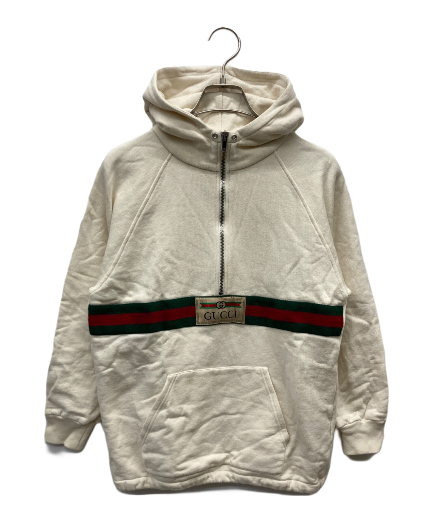 GUCCI グッチ GG シェリーライン ロゴ刺繍 ジップアップ パーカー 中古・古着通販】GUCCI (グッチ) シェリーラインハーフジップパーカー