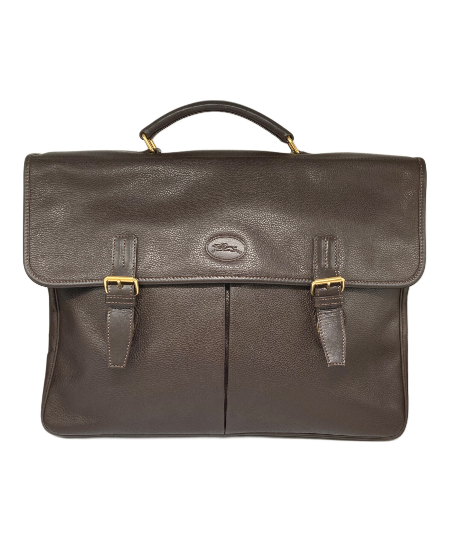 LONGCHAMP ロンシャン ビジネスバッグ ダークブラウン 中古・古着通販】LONGCHAMP (ロンシャン) レザービジネスバッグ
