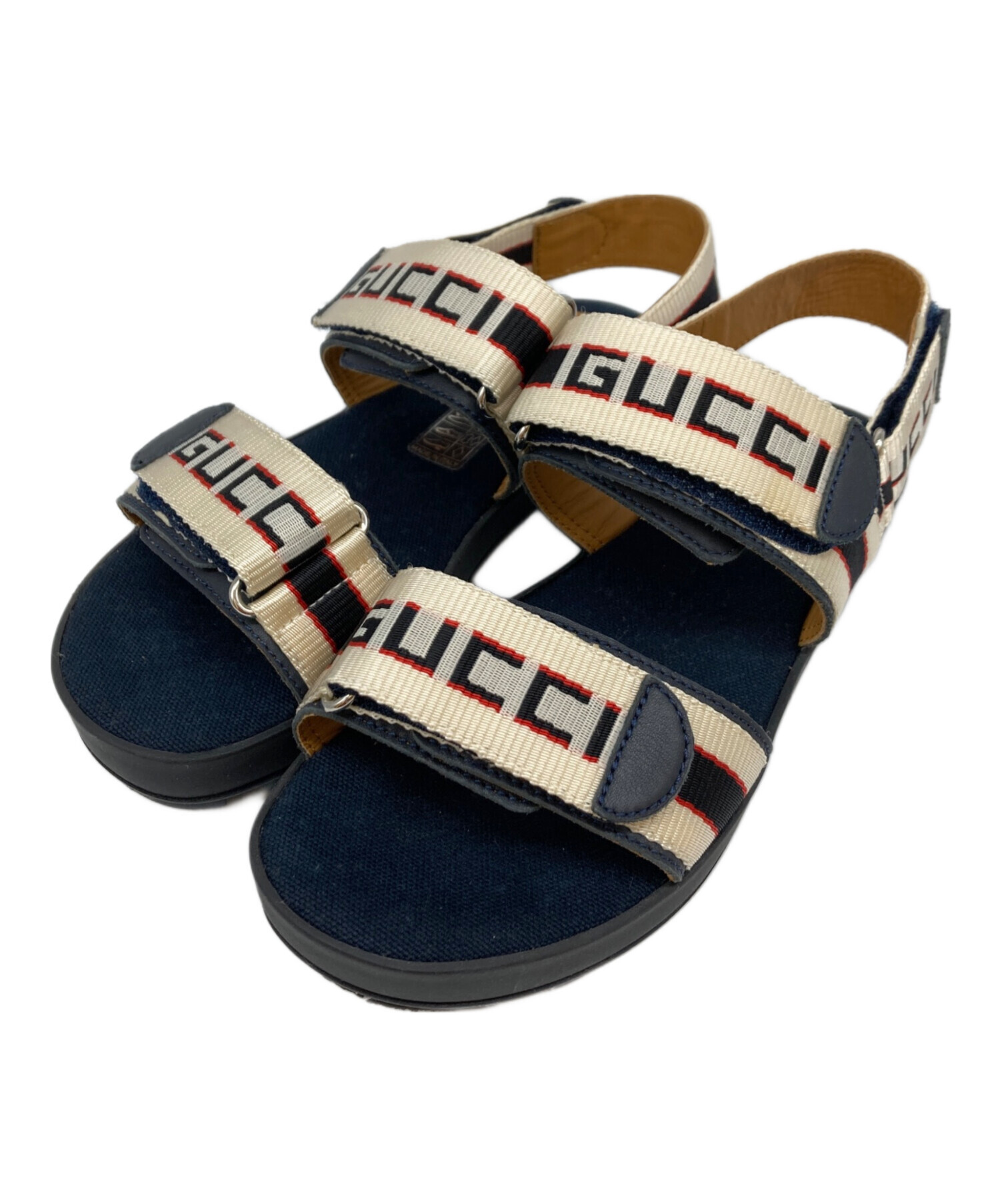 GUCCI ビックロゴ サンダル 美中古 8 グッチ 箱付 プラットホーム 中古