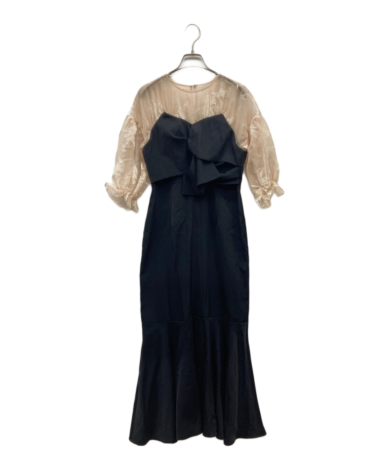 中古・古着通販】acka (エーシーケーエー) sheer puff dress ブラック