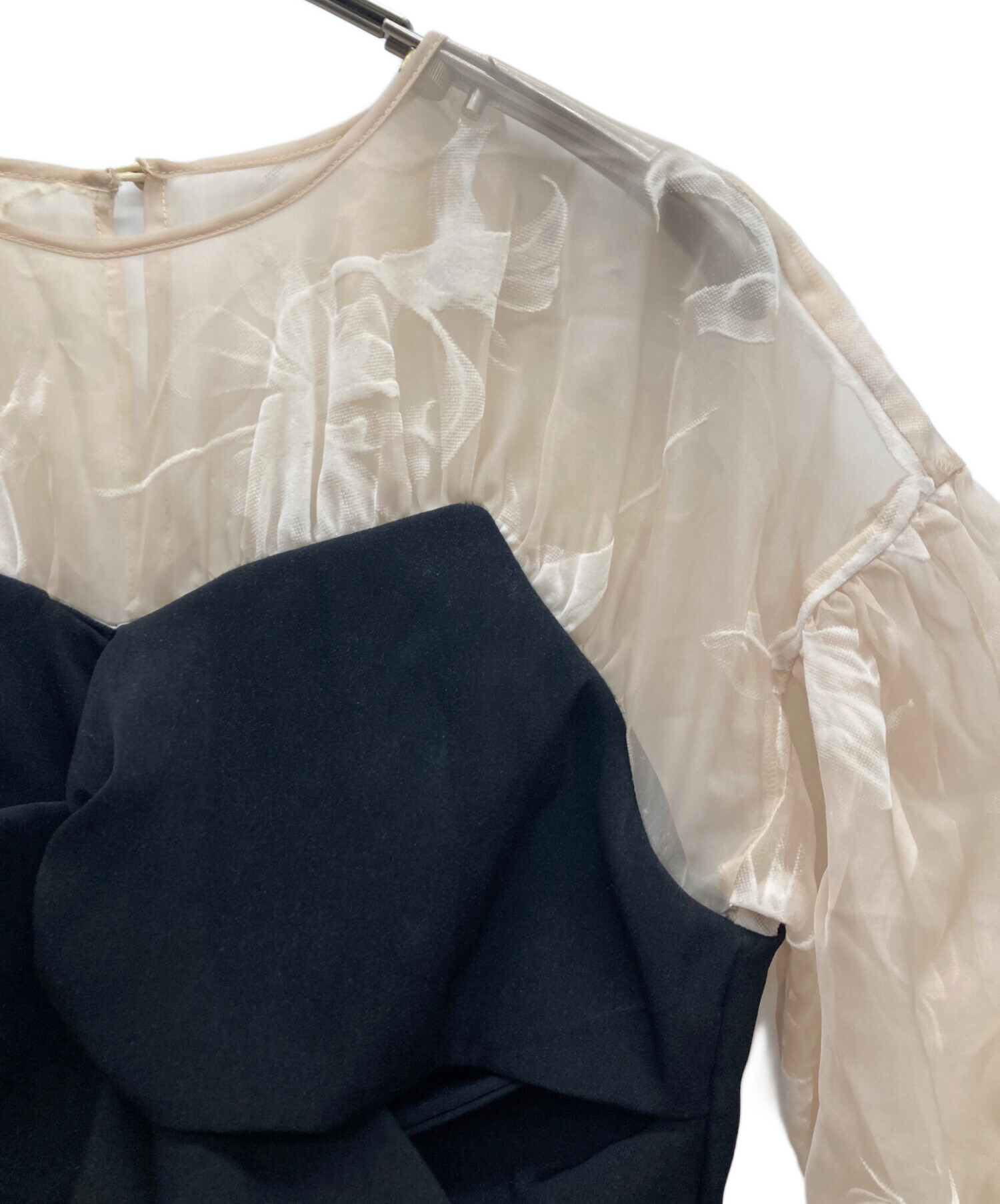 中古・古着通販】acka (エーシーケーエー) sheer puff dress ブラック