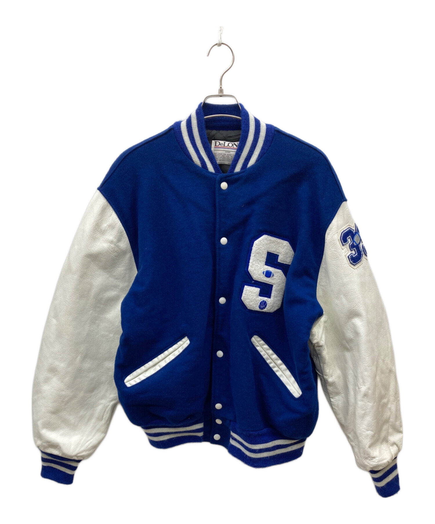 フ*ル様 DeLONG スタジャン L ネイビー/ホワイト 中古・古着通販】DeLONG (-) スタジャン ブルー×ホワイト サイズ:XL