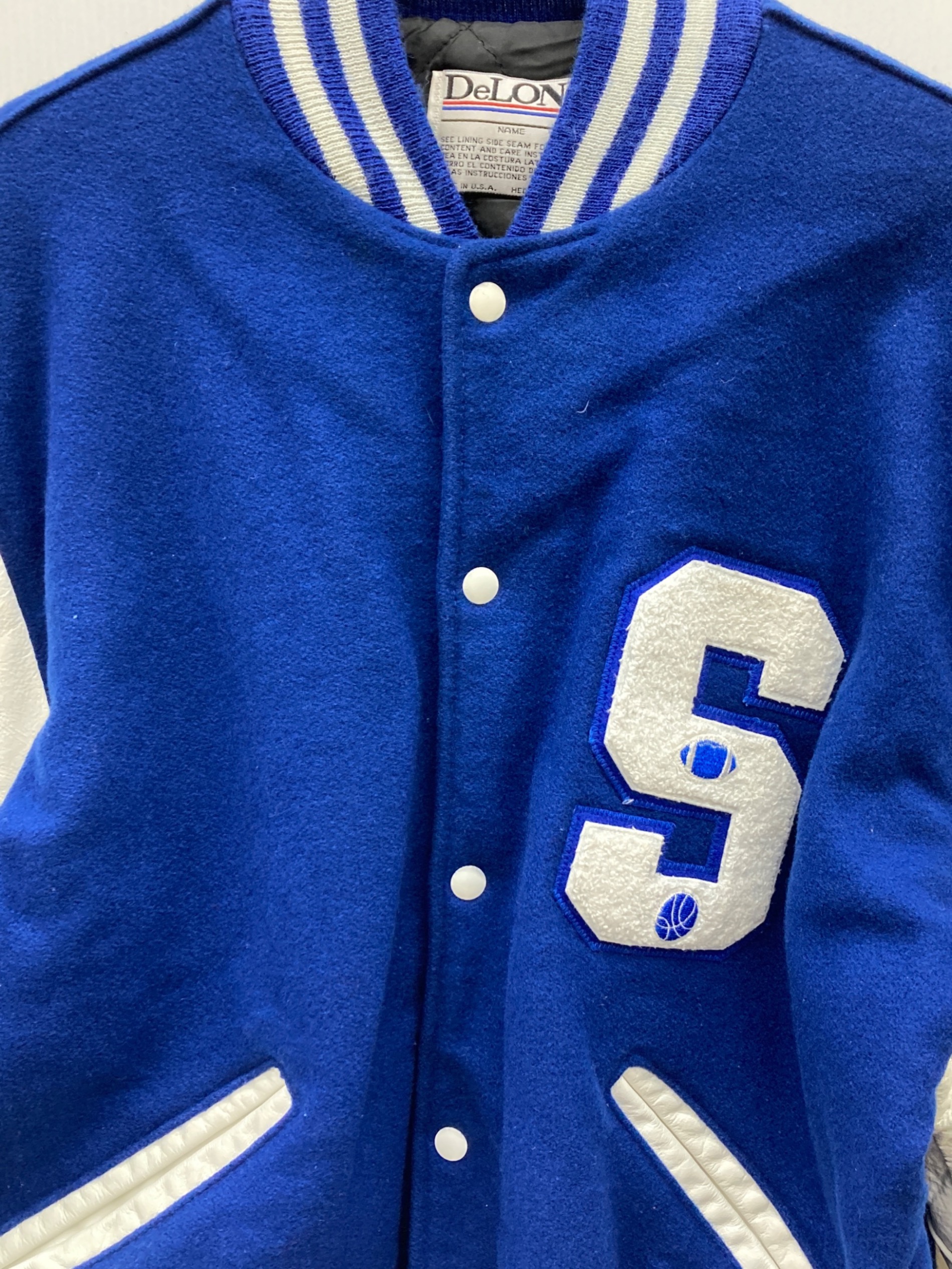 中古・古着通販】DeLONG (-) スタジャン ブルー×ホワイト サイズ:XL