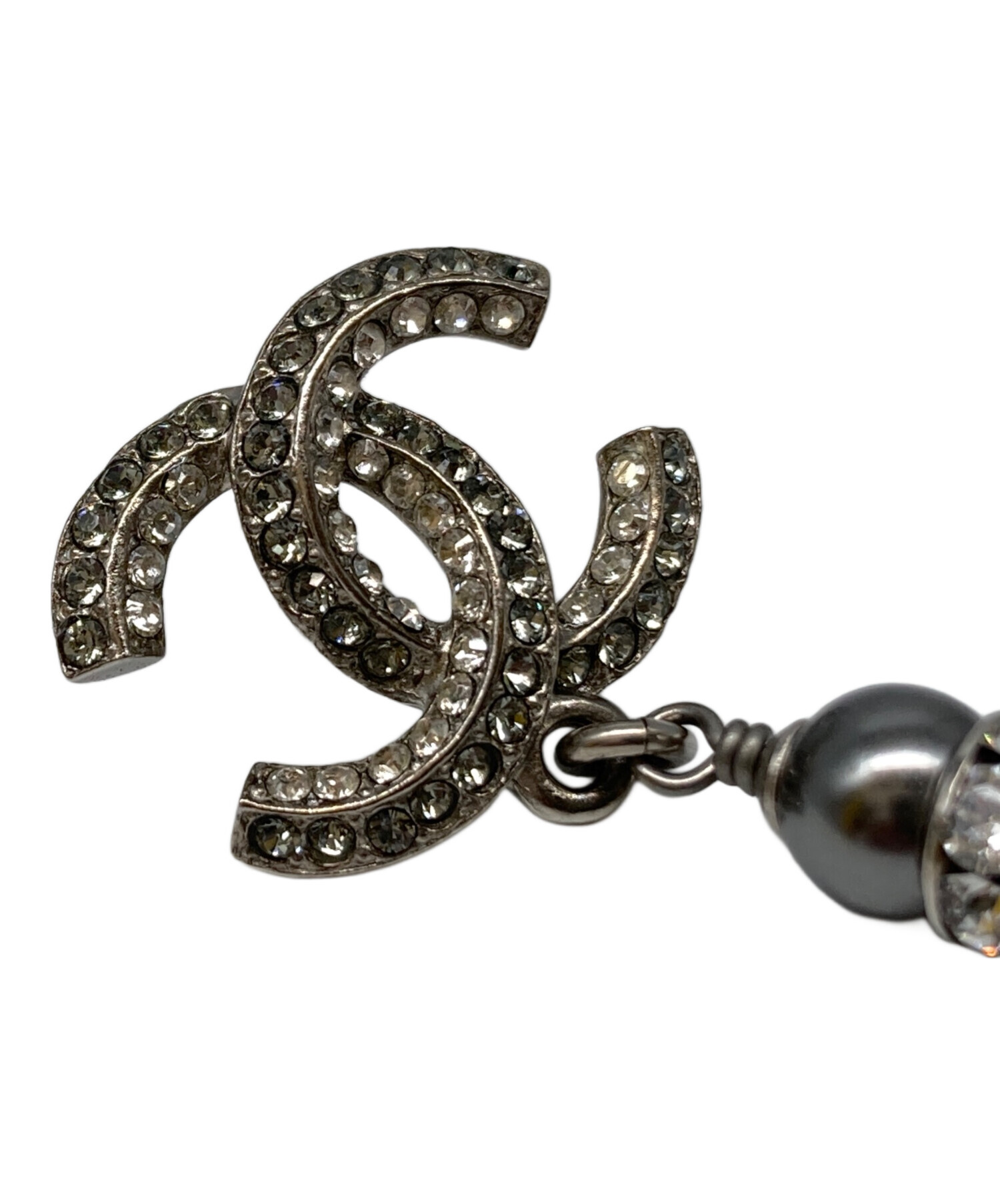 中古・古着通販】CHANEL (シャネル) ココマークラインストーンピアス