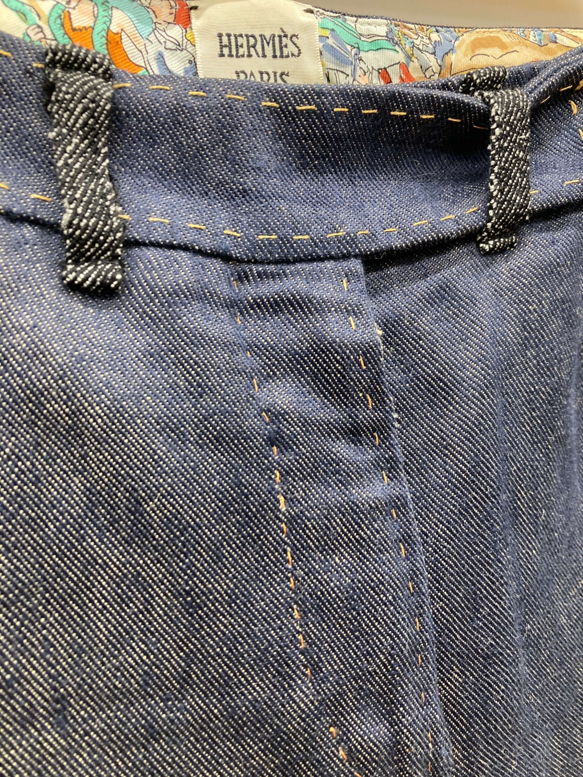 中古・古着通販】HERMES (エルメス) シルクリネン デニムパンツ
