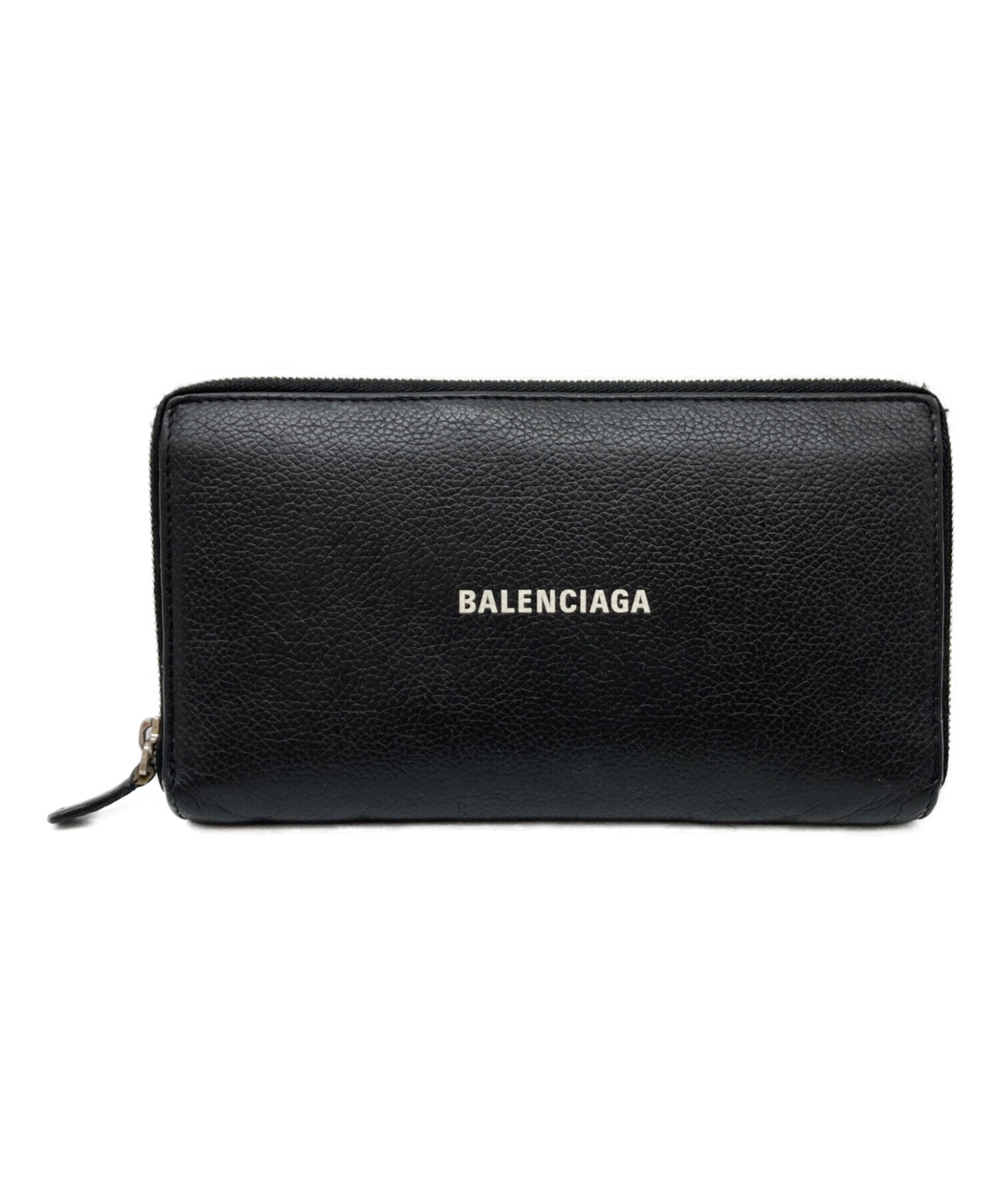 BALENCIAGA 二つ折り財布 ジッピーウォレット ブラック レザー 中古・古着通販】BALENCIAGA (バレンシアガ) ジッピー ウォレット
