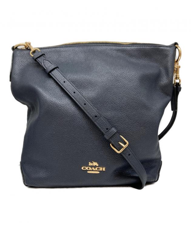 中古・古着通販】COACH (コーチ) 2WAYレザーショルダーバッグ ネイビー
