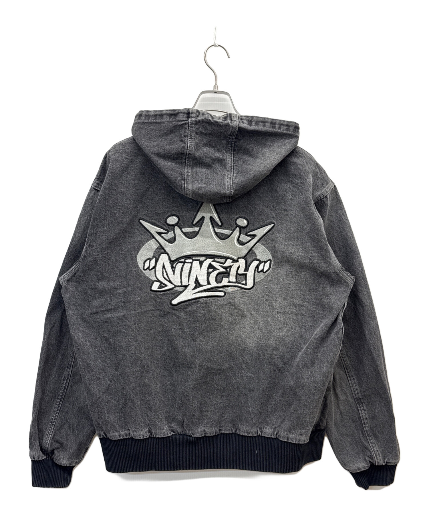 9090 KingLogoVintageDenim Hoodie black 黒 中古・古着通販】9090 (9090) King Logo Vintage Denim Hoodie