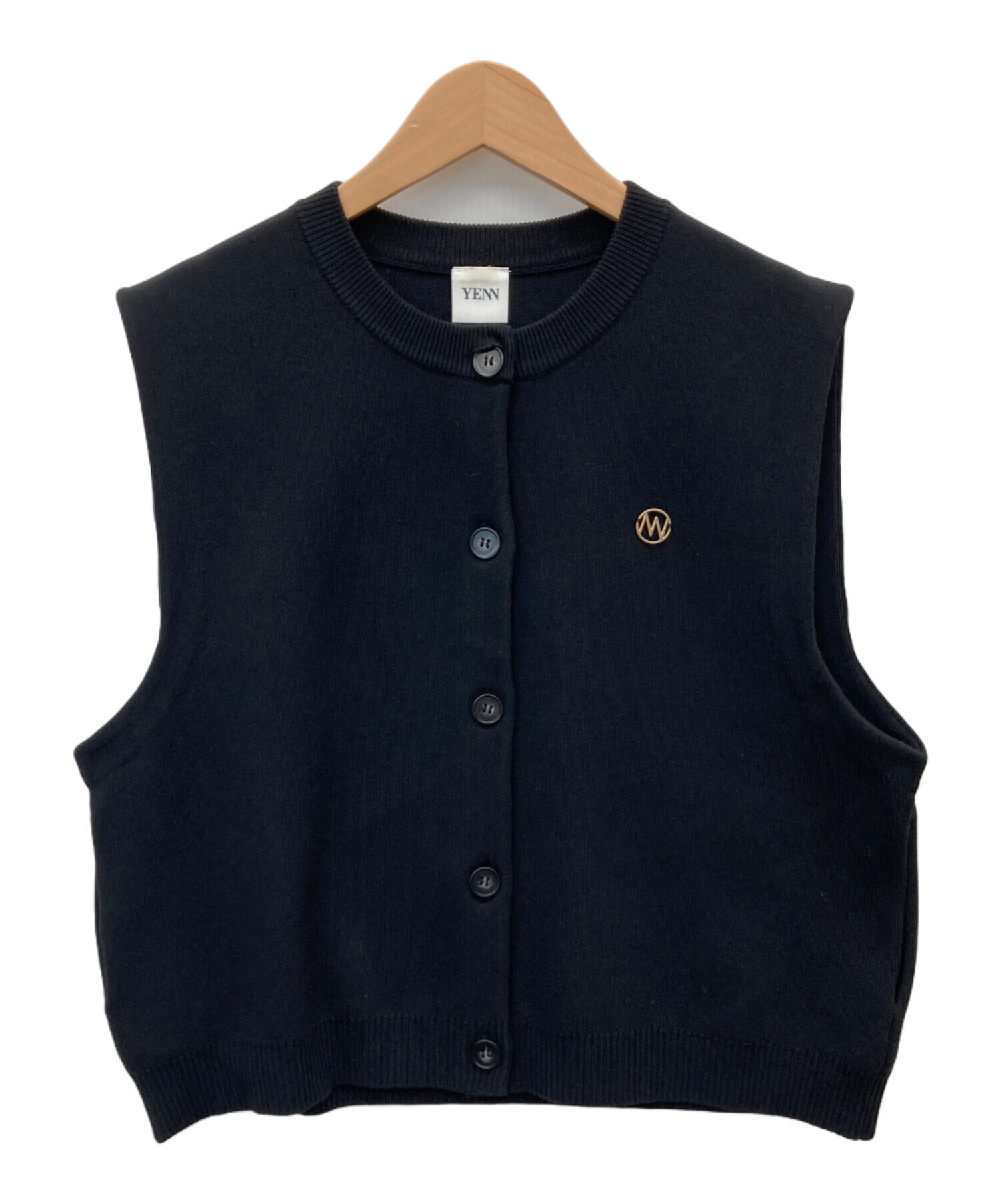 中古・古着通販】YENN (イエン) DOUBLE FACE KNIT VEST ブラック