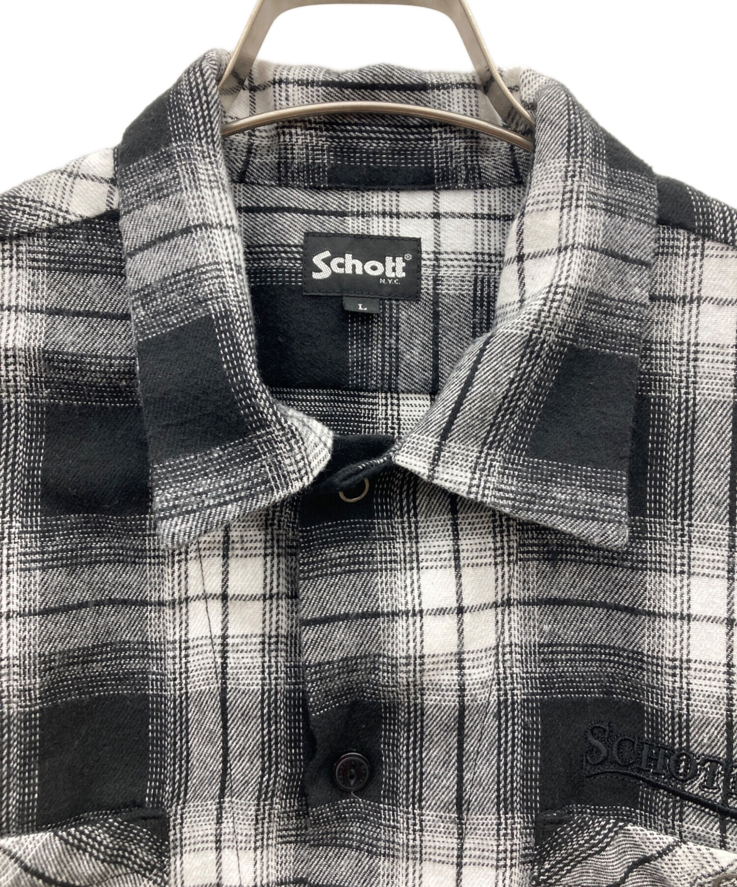 中古・古着通販】Schott (ショット) オンブレチェックシャツ ブラック