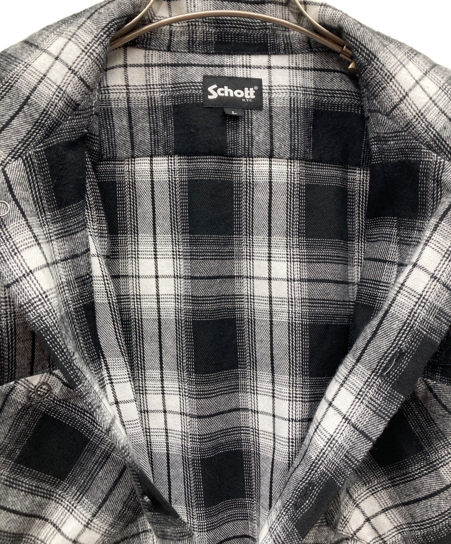 中古・古着通販】Schott (ショット) オンブレチェックシャツ ブラック