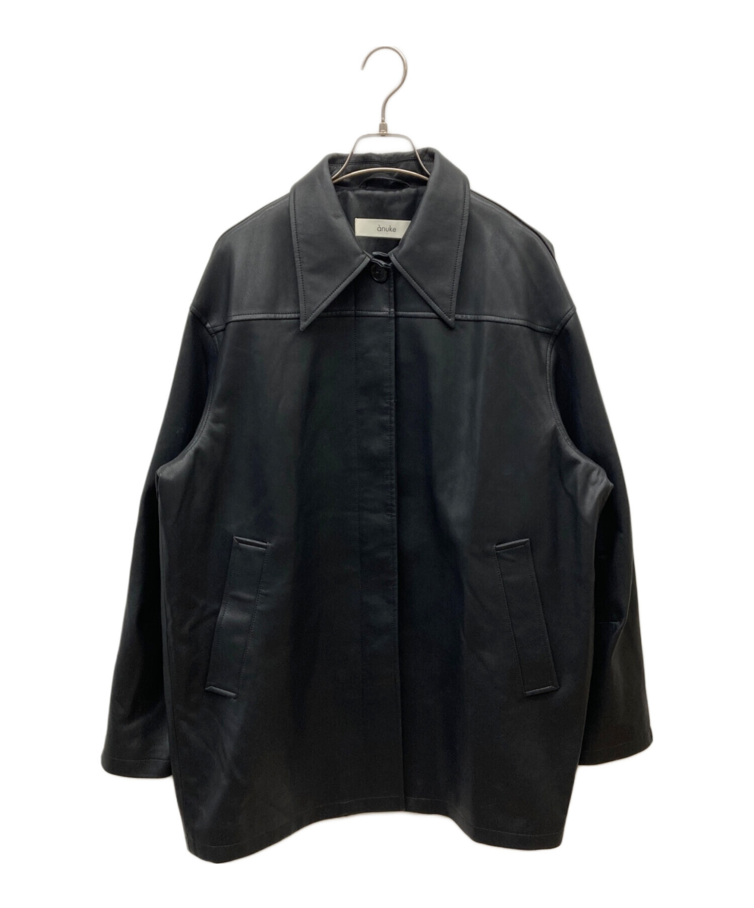 中古・古着通販】anuke (アンヌーク) Ecoleather Over Jacket ブラック