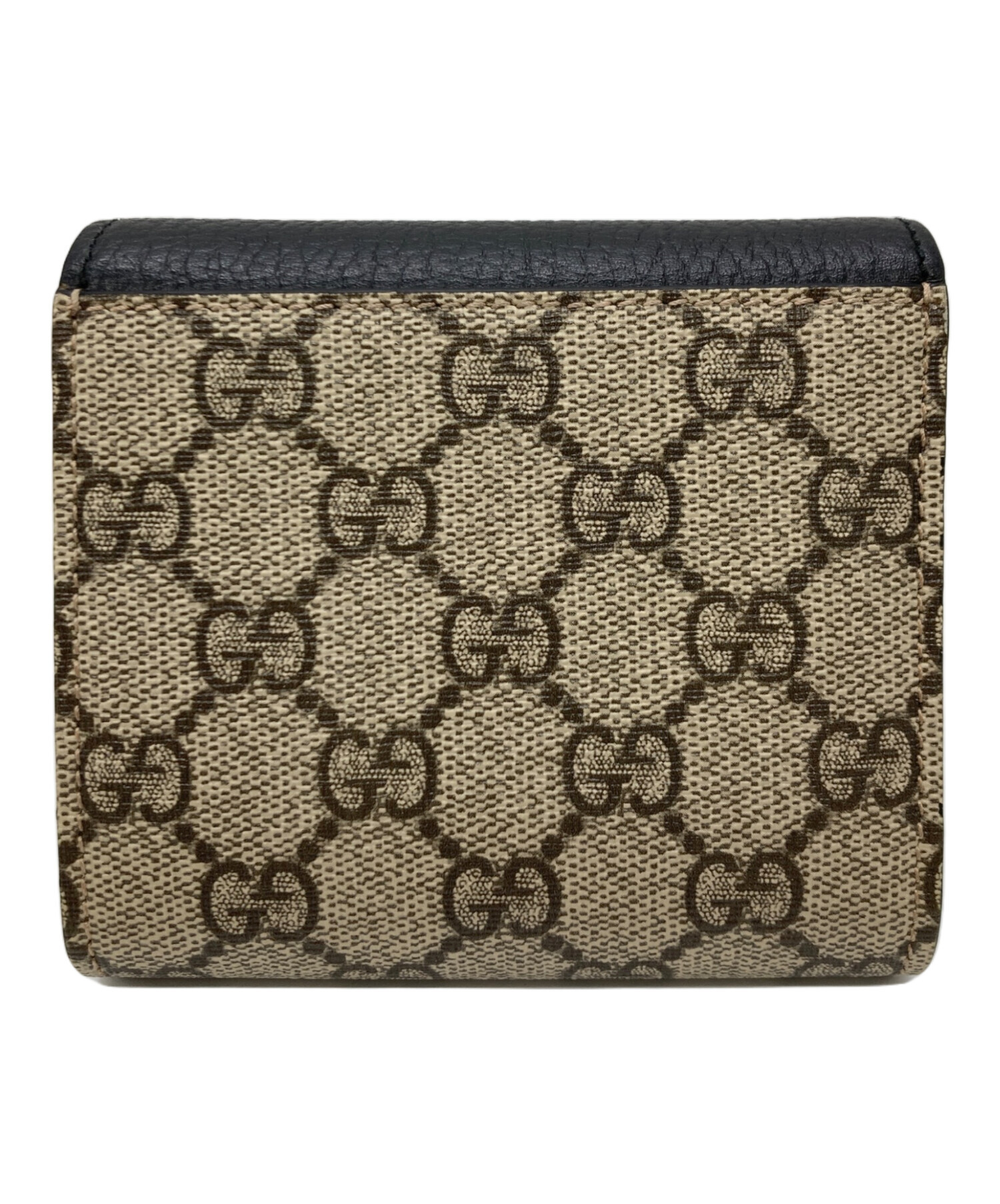 中古・古着通販】GUCCI (グッチ) 2つ折り財布 ベージュ×ブラック 