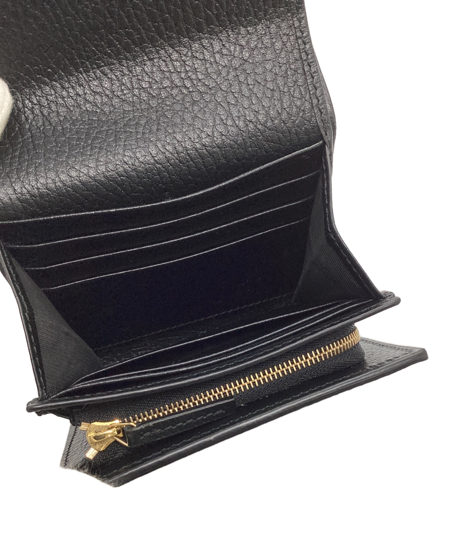 中古・古着通販】GUCCI (グッチ) 2つ折り財布 ベージュ×ブラック 