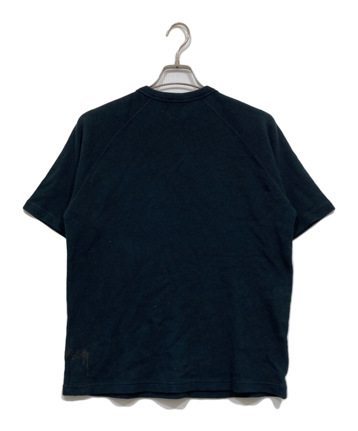 OLD StussyヘンリーネックのブラックTシャツ 中古・古着通販】stussy (ステューシー) ヘンリーネックワッフル