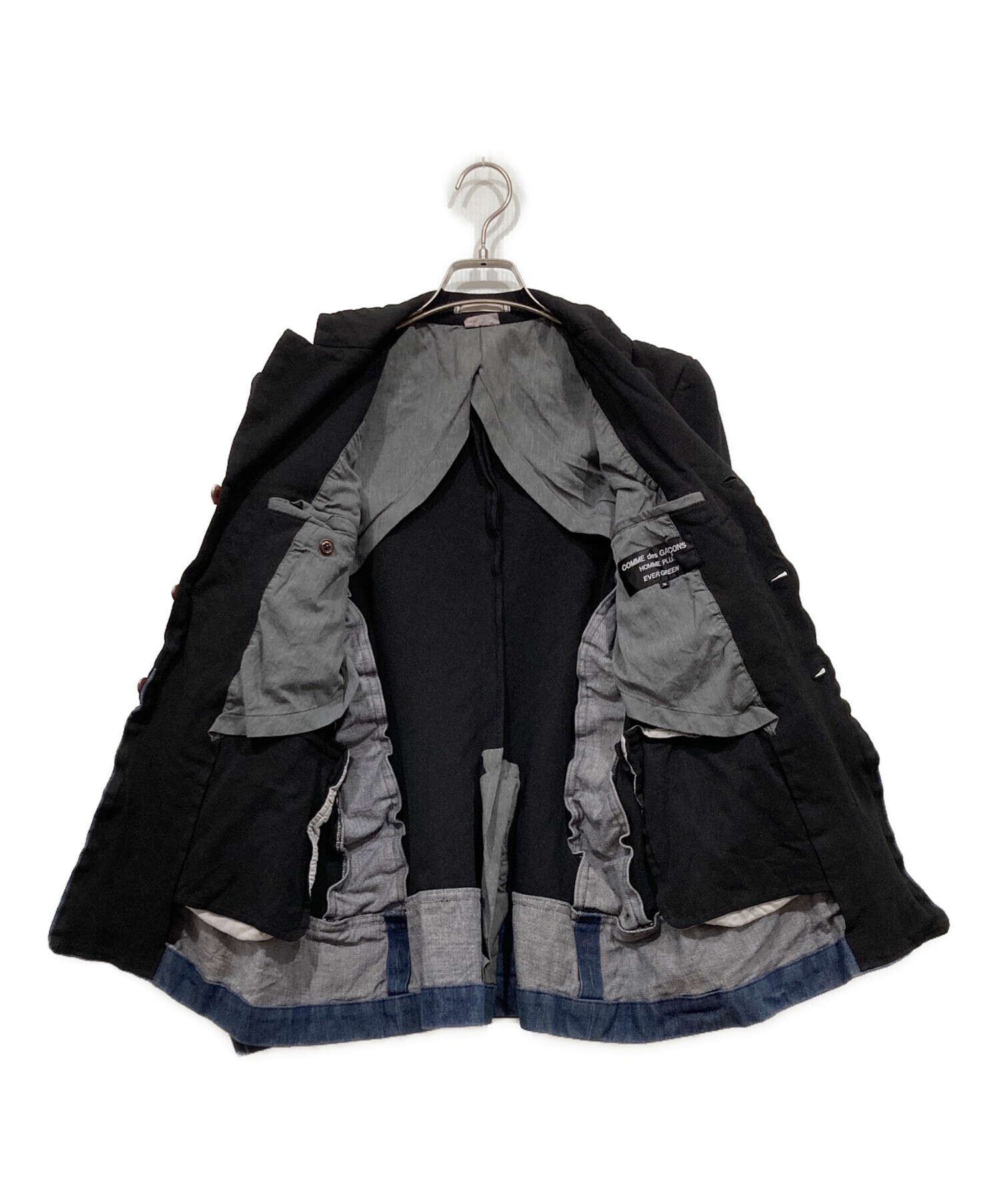 コムデギャルソンオムプリュスエバーグリーン ポリ縮ピーコート 縮絨 コムデギャルソンオムプリュスエバーグリーン ポリ縮ピーコート 縮絨