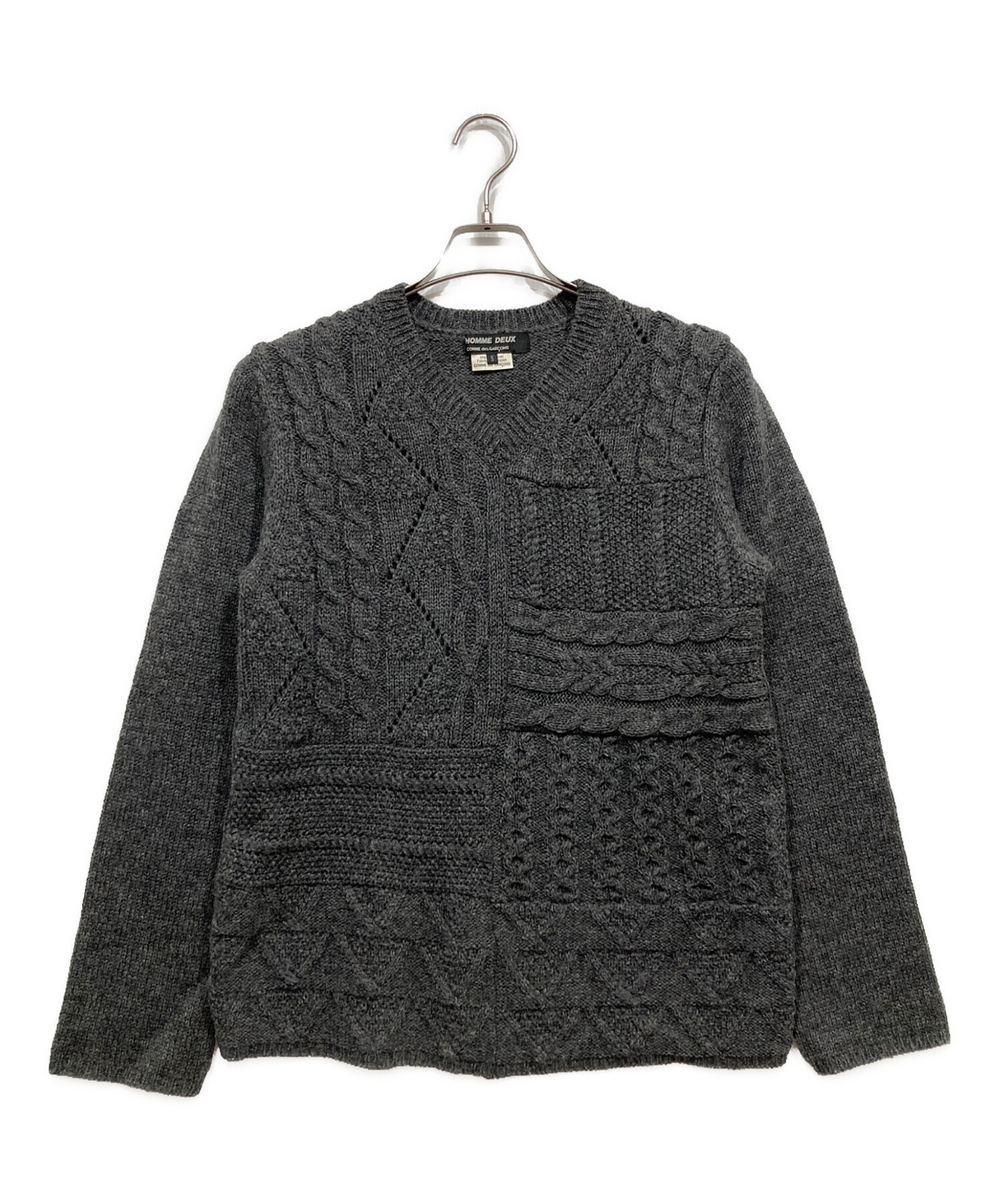 コムデギャルソン オム ショップ ドゥ 長袖ニット Sサイズ グレー