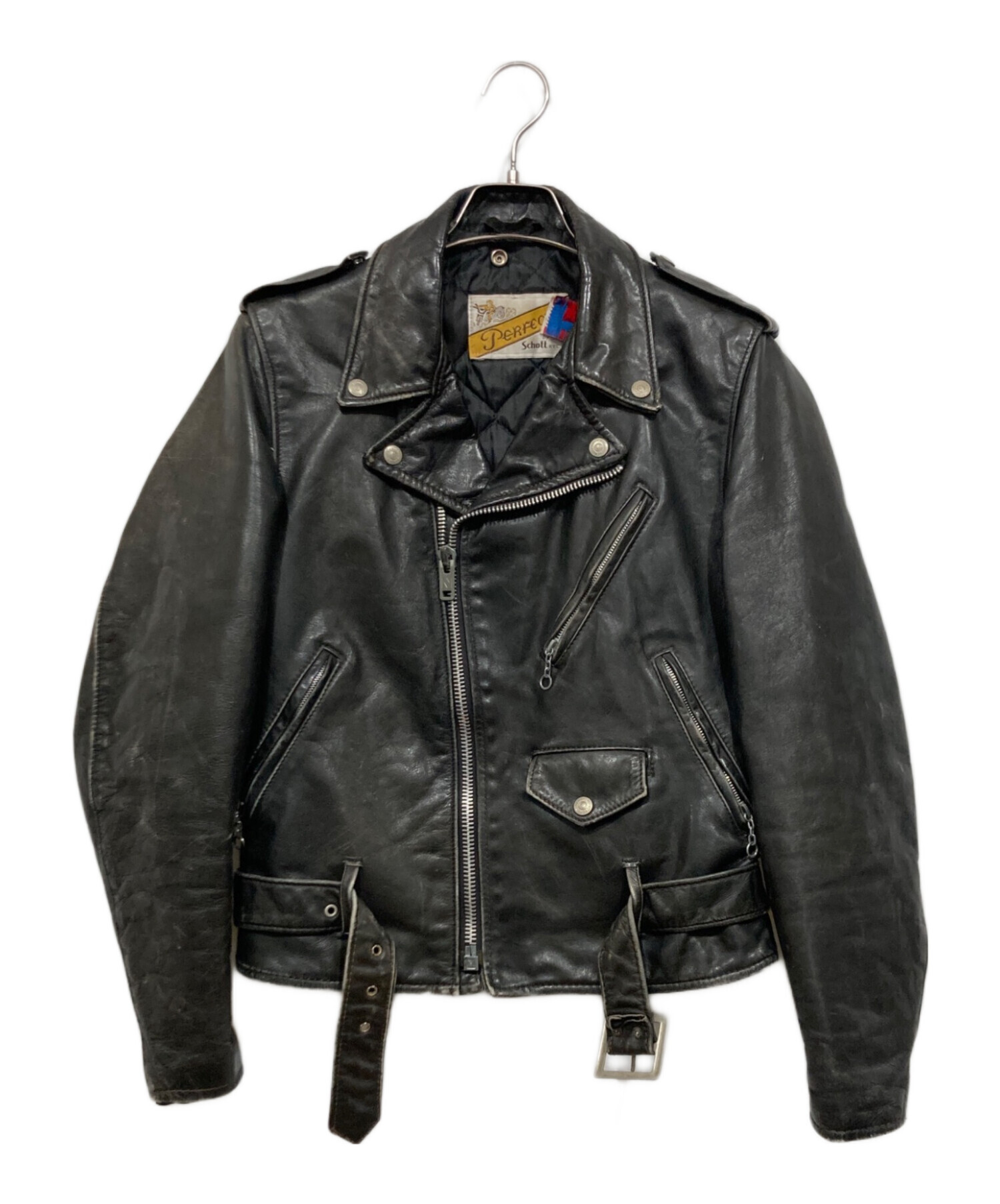 Schott ブラック シングルライダースジャケット 36 中古・古着通販】Schott (ショット) シングルライダースジャケット