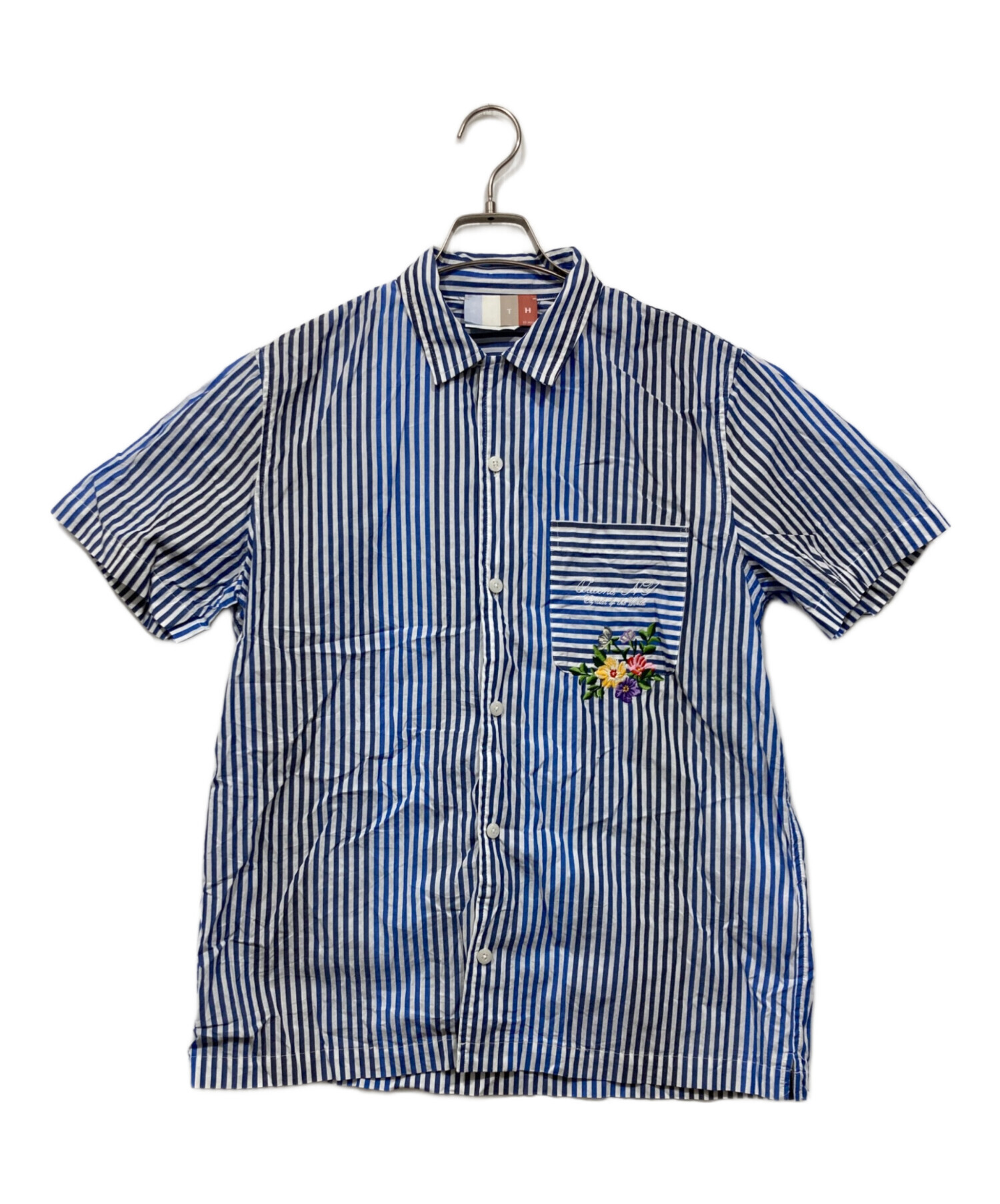 中古・古着通販】KITH (キス) 半袖ストライプシャツ ブルー サイズ
