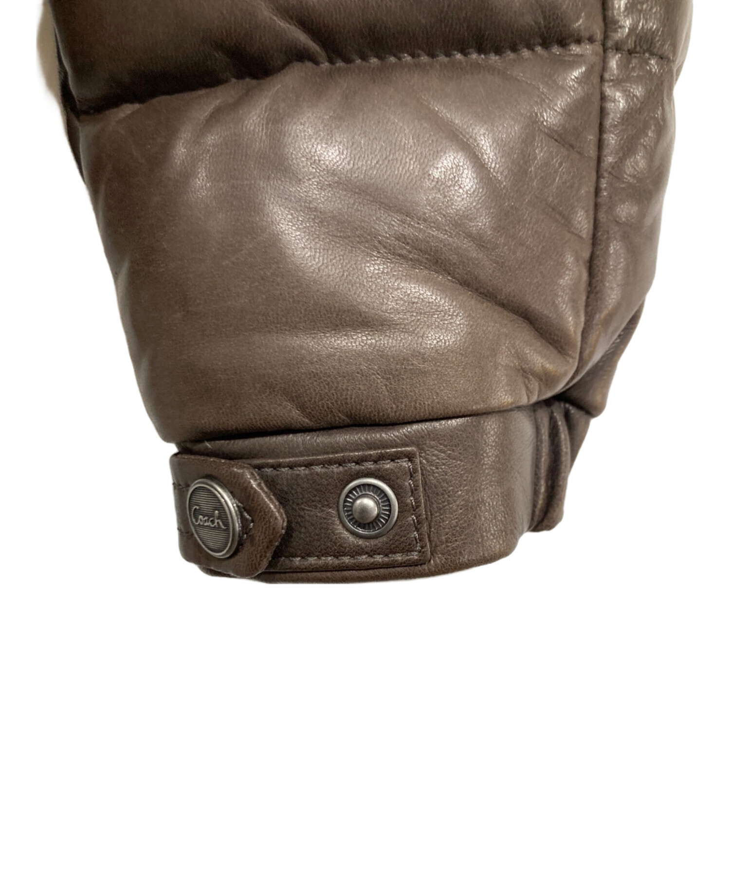 中古・古着通販】COACH (コーチ) レザーダウンジャケット ブラウン 