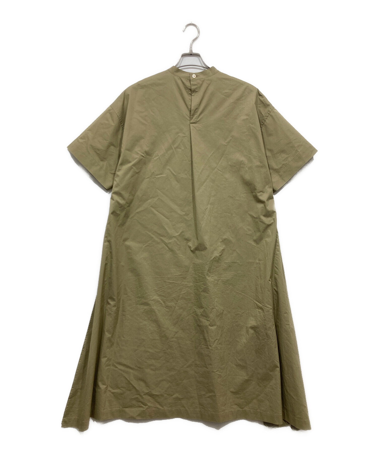 中古・古着通販】HYKE (ハイク) Aライン半袖ワンピース ベージュ 