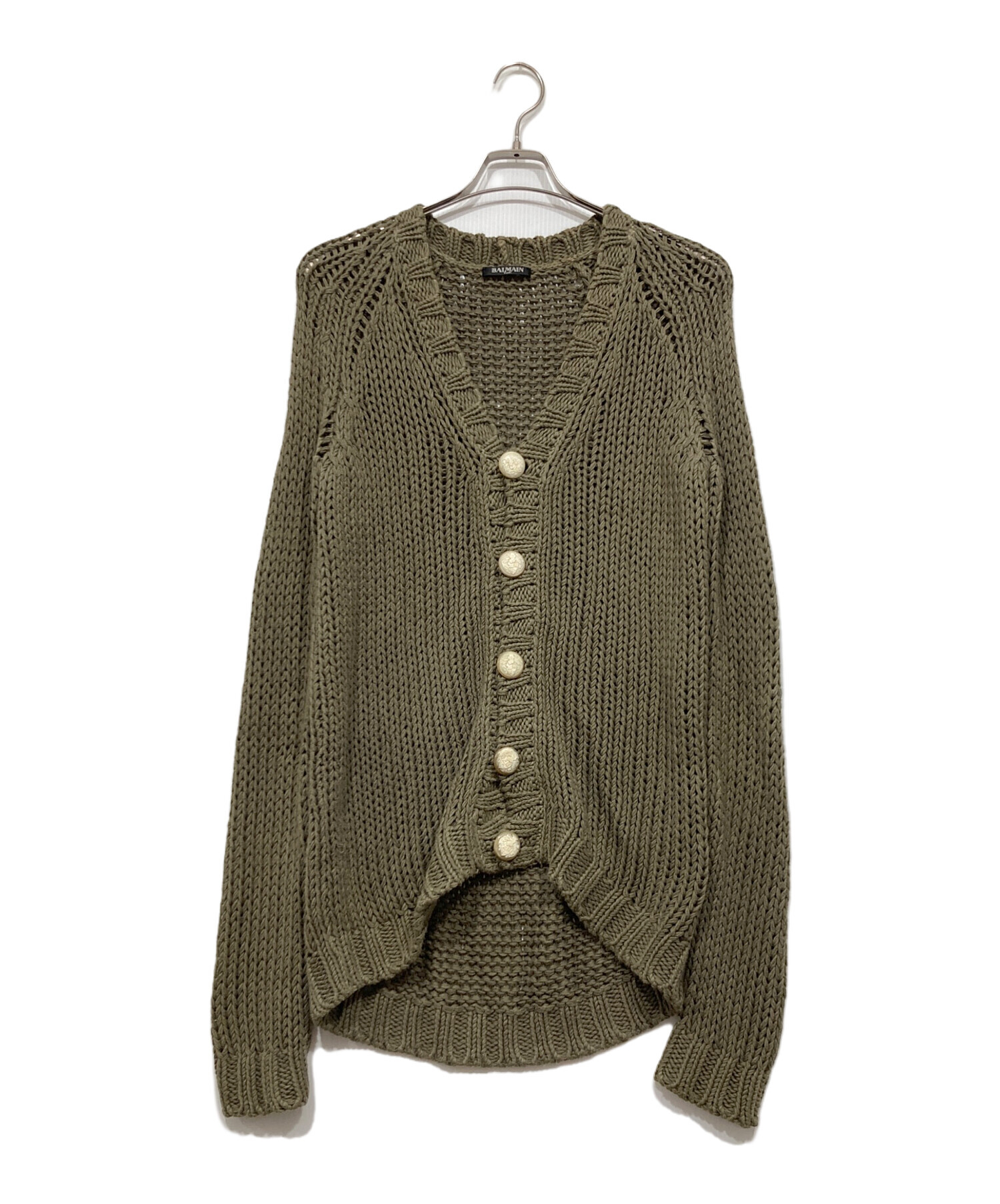 中古・古着通販】BALMAIN (バルマン) ニットカーディガン オリーブ 