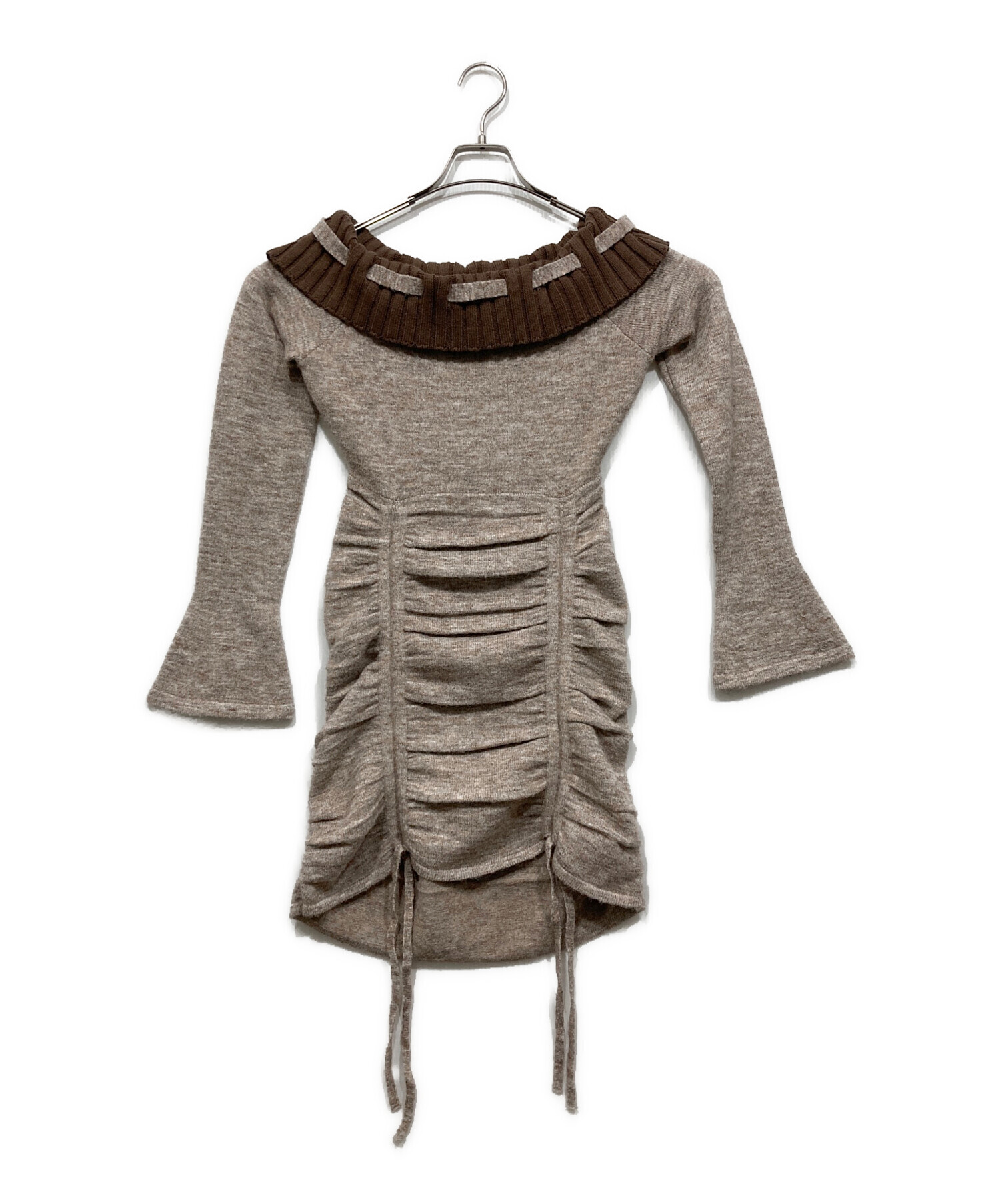 中古・古着通販】darich (ダーリッチ) オフショルステッチニットミニ