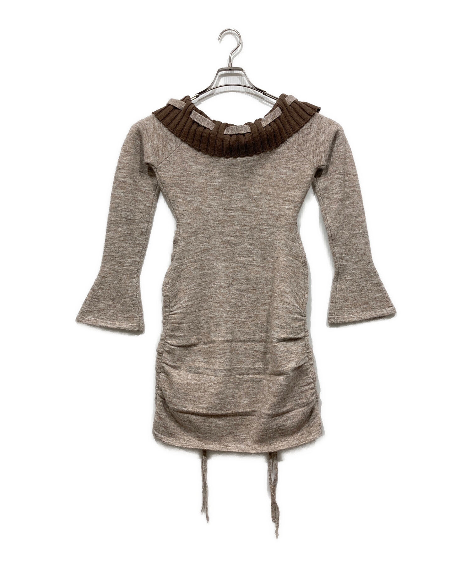 中古・古着通販】darich (ダーリッチ) オフショルステッチニットミニ