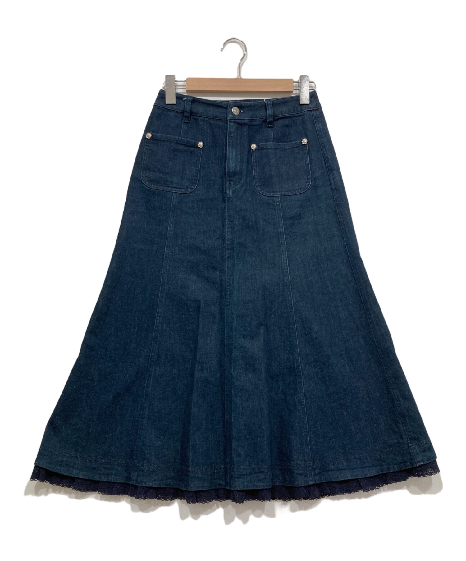 PINK HOUSE 書斎の猫たち刺繍入りデニムスカート PINK HOUSE 書斎の猫たち刺繍入りデニムスカート 書斎の猫たち｜ピンク