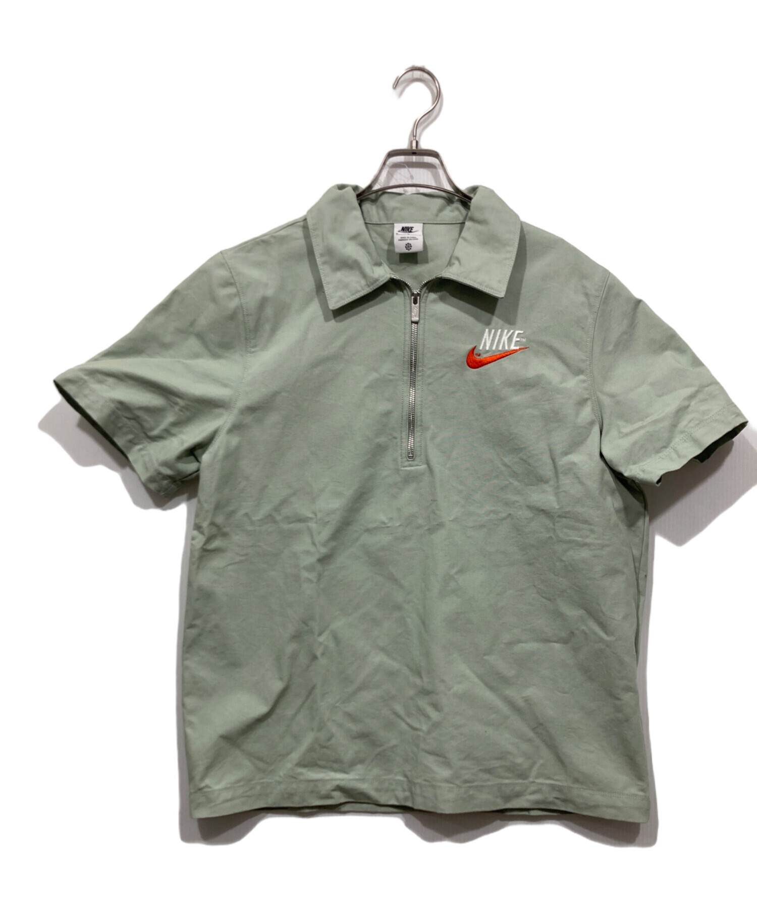 中古・古着通販】NIKE (ナイキ) ハーフジップ半袖シャツ グリーン 