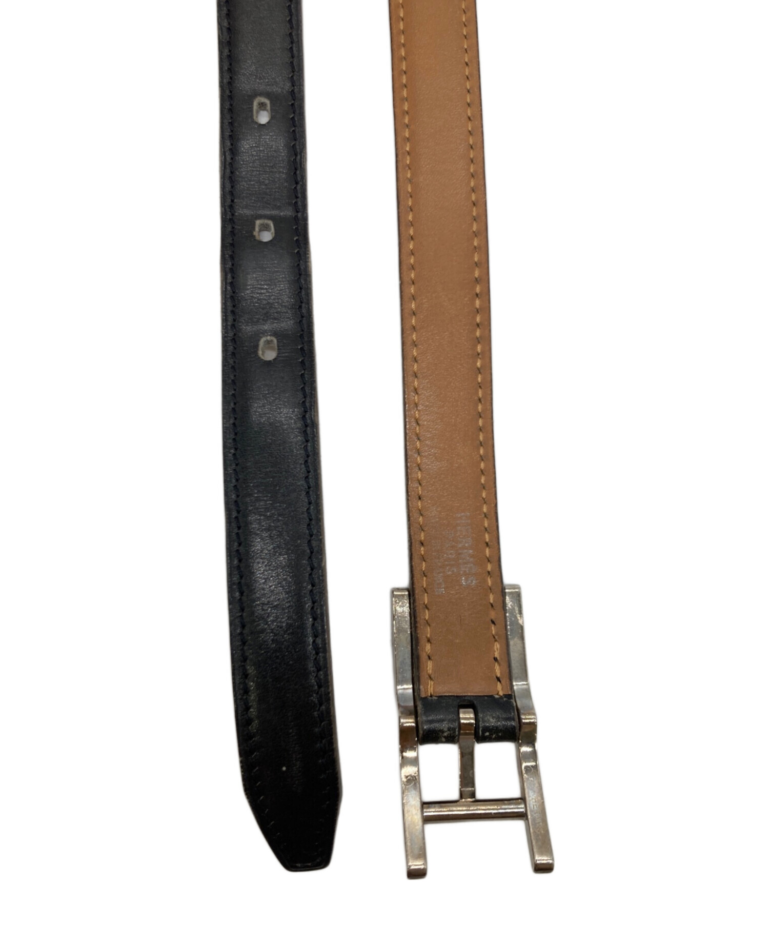 中古・古着通販】HERMES (エルメス) Hバックル細ベルト ブラック