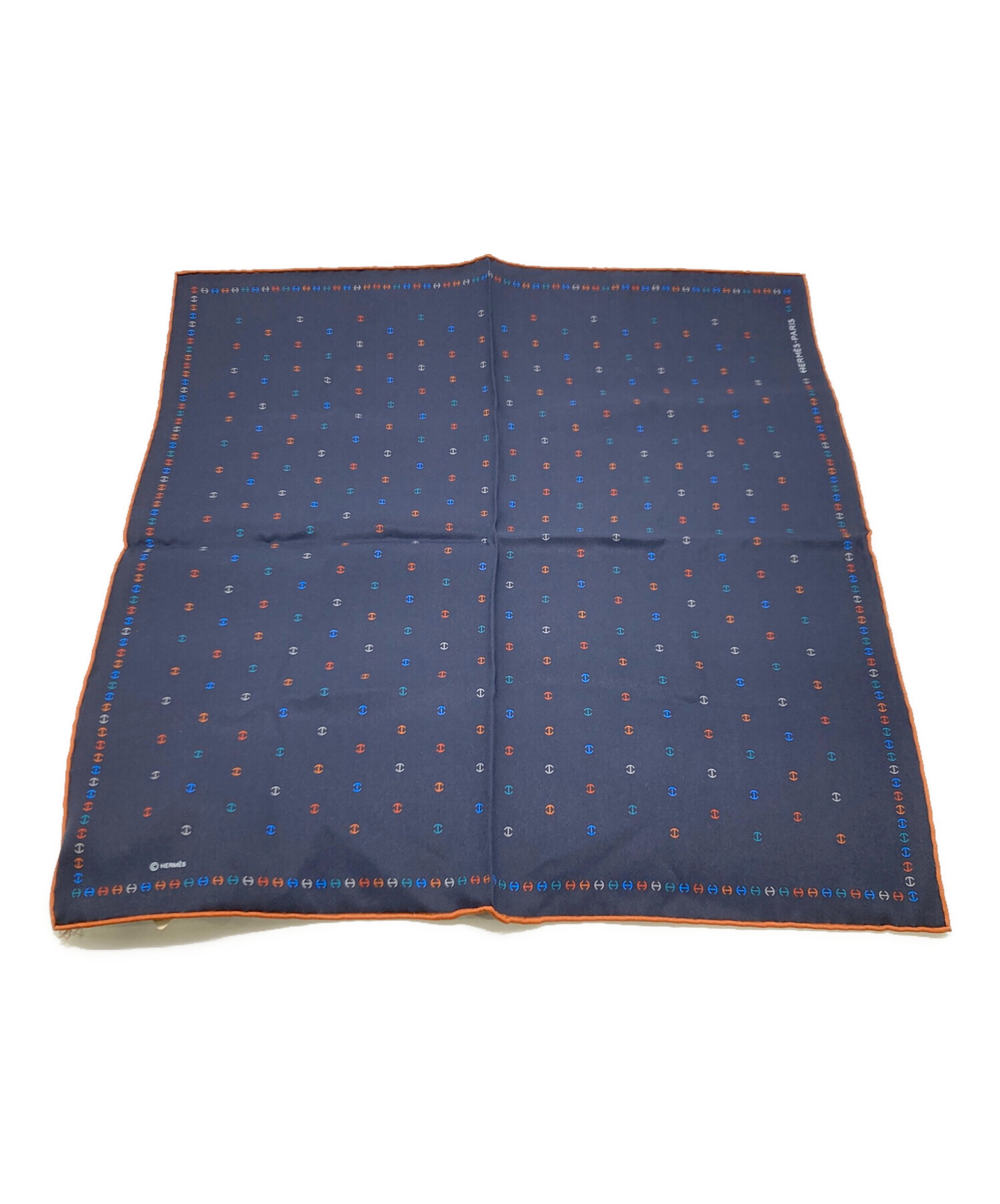 即日出荷 可能 HERMES エルメス プチカレ スカーフ ブルー シルク100 