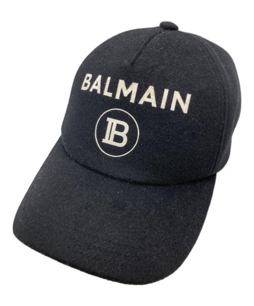 中古・古着通販】BALMAIN (バルマン) ウールロゴキャップ ブラック