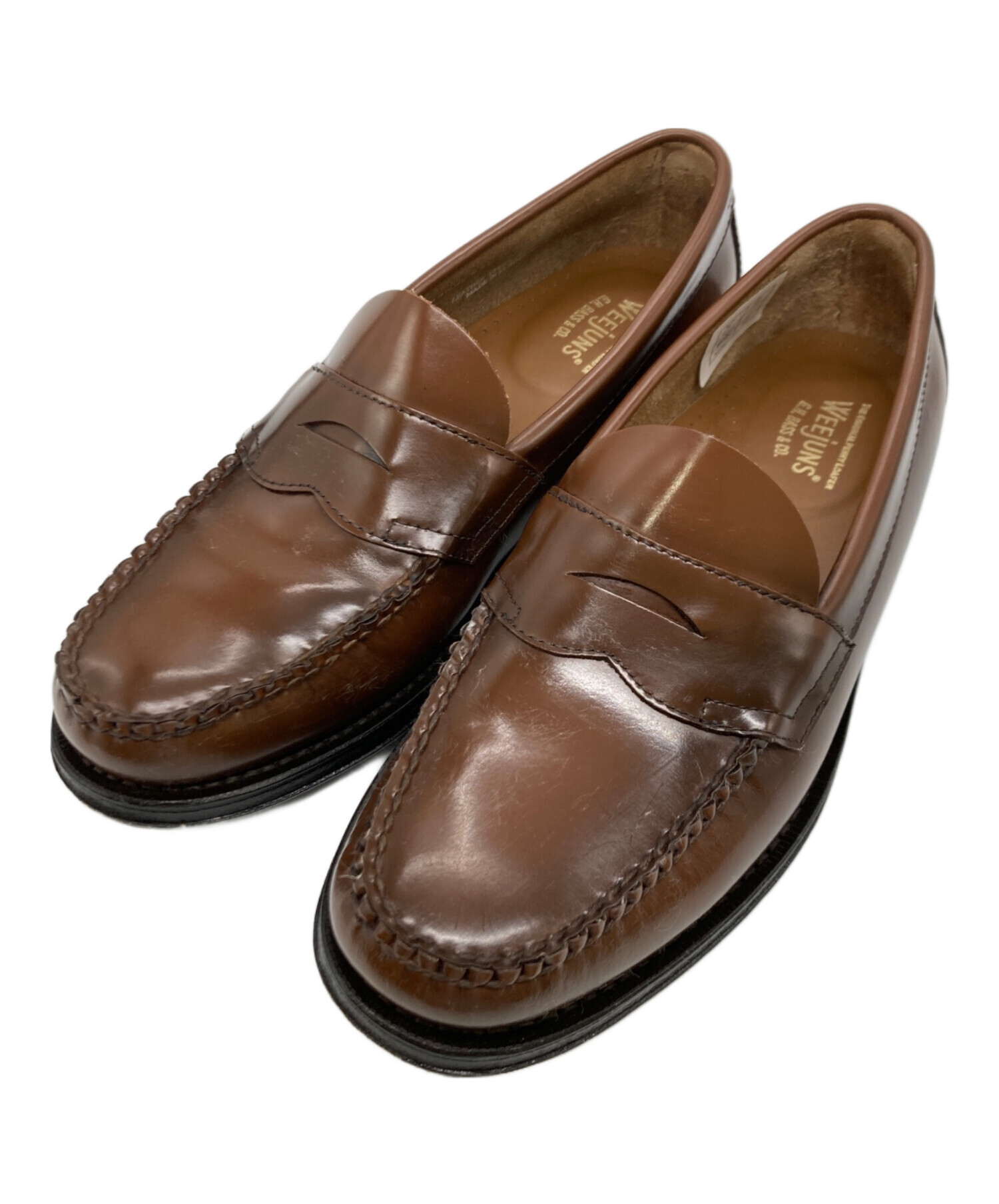 美品】G.H.BASS Weejuns コインローファー ブラウン レッド 美品】G.H.BASS Weejuns コインローファー ブラウン レッド