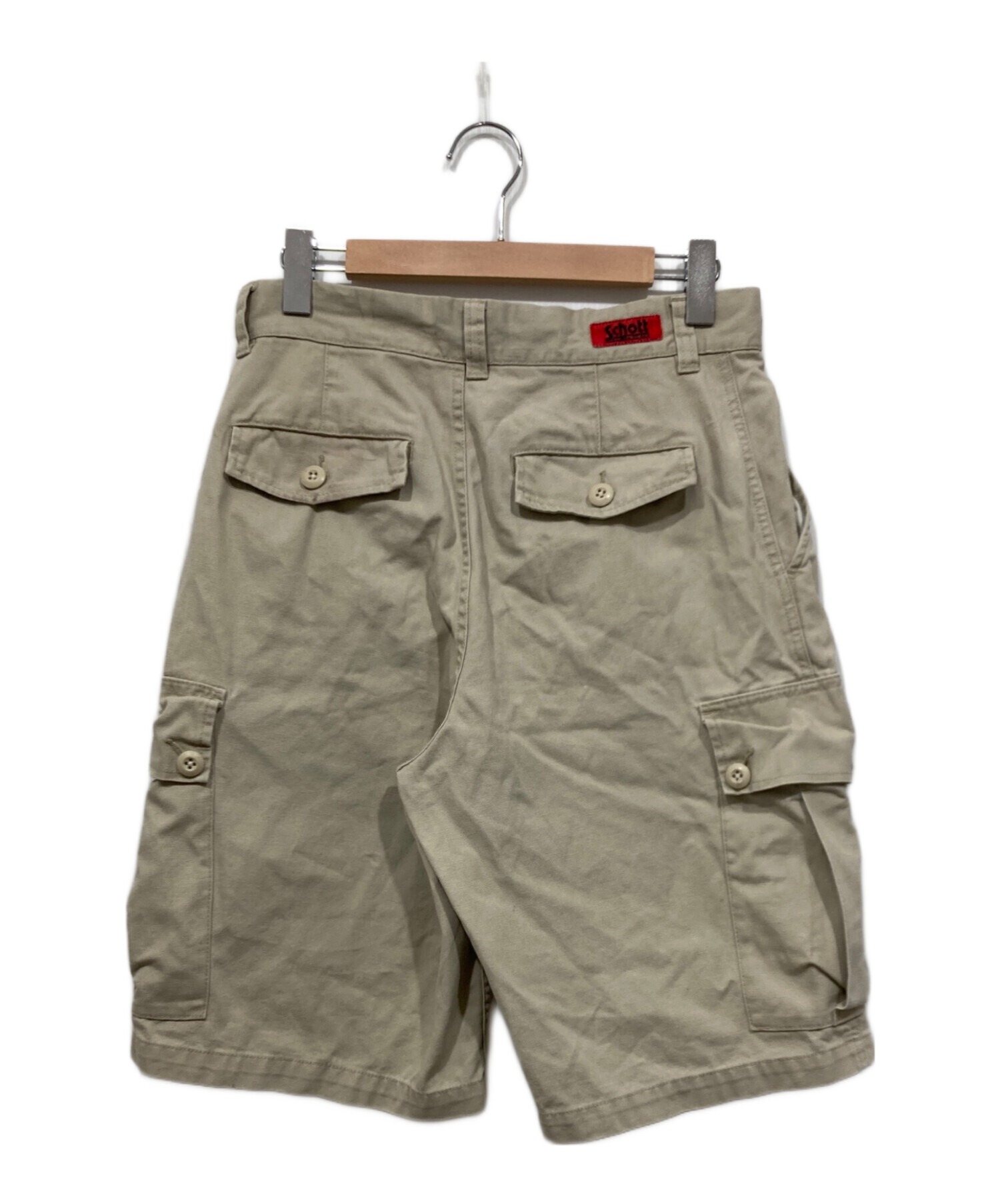 CPG カーゴパンツ ハーフパンツ ベージュ 中古・古着通販】Schott (ショット) ハーフカーゴパンツ ベージュ