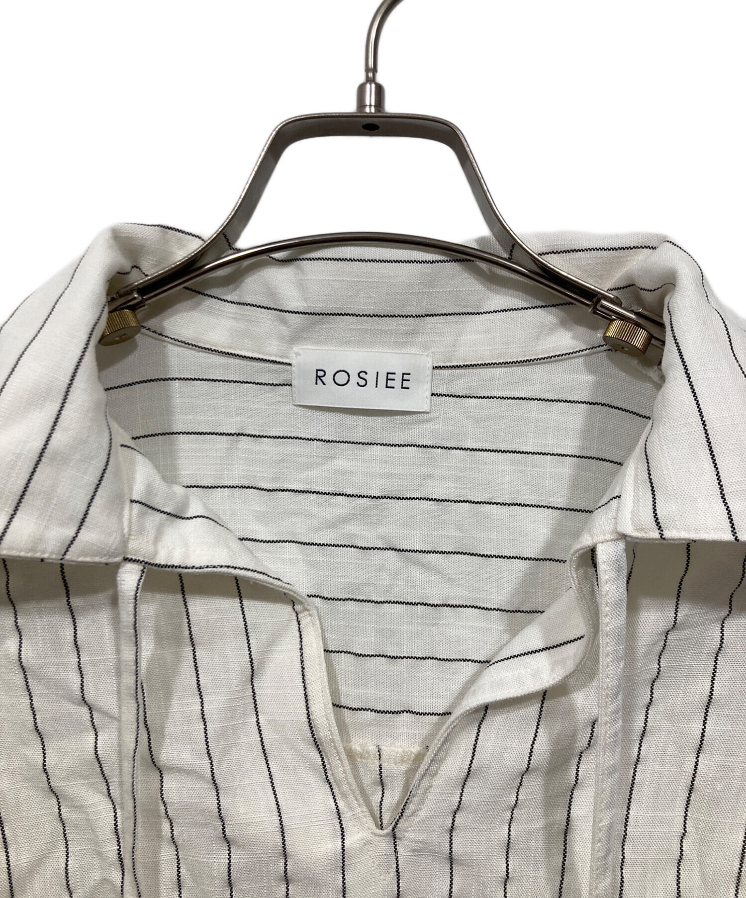 中古・古着通販】ROSIEE (ロージー) リネンストライプシャツ / 綿麻 