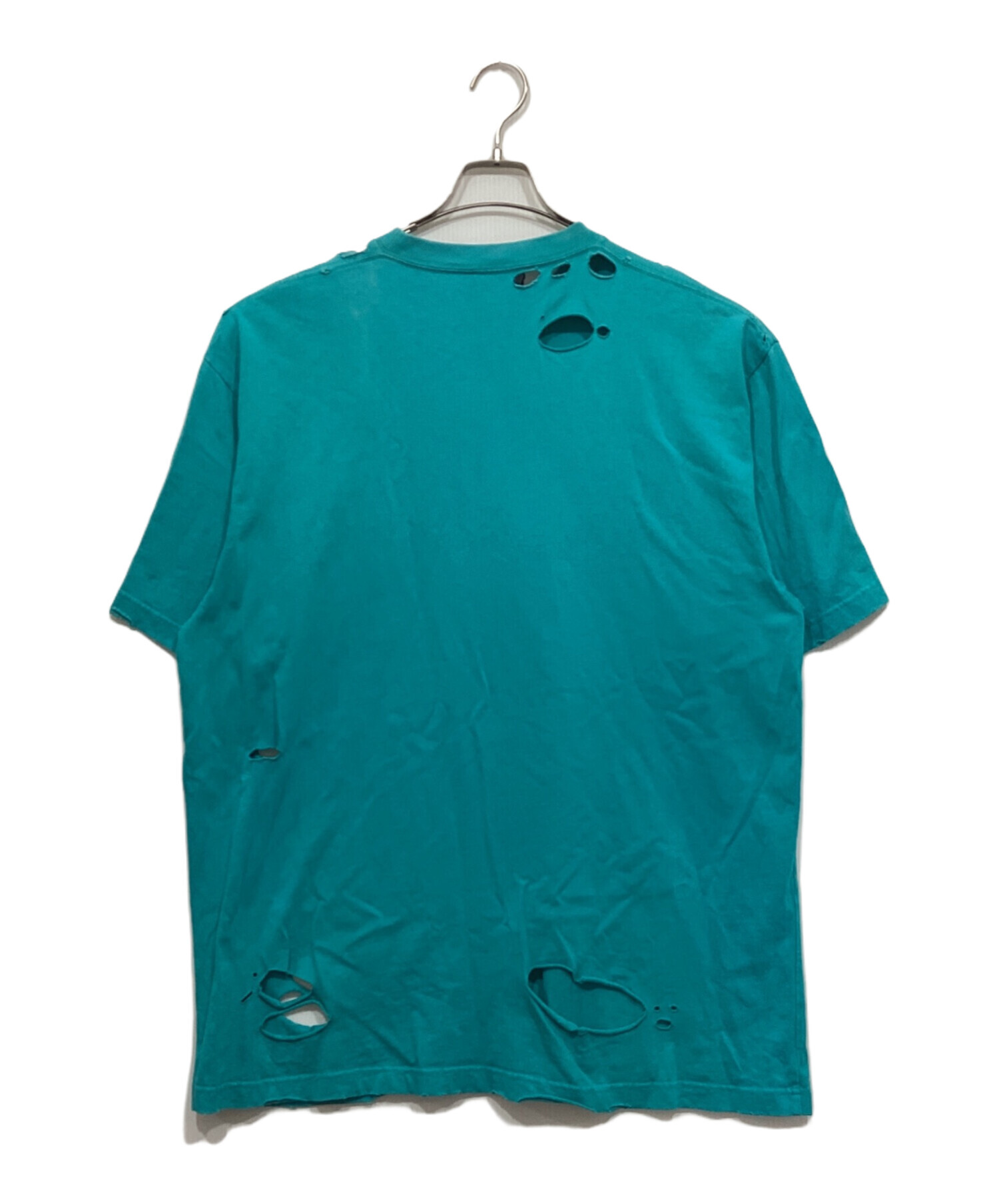 バレンシアガ ダメージ ロゴ DESTROYED FLATGROUND Tシャツ Balenciaga Caps Destroyed Flatground T-shirt Navy/White Men's