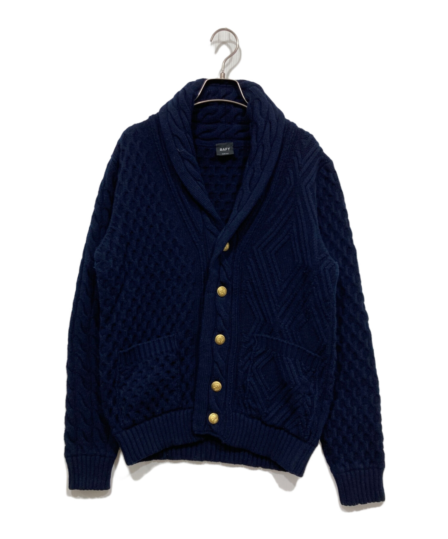 中古・古着通販】BAFY (バフィー) 金釦ショールカラーニット