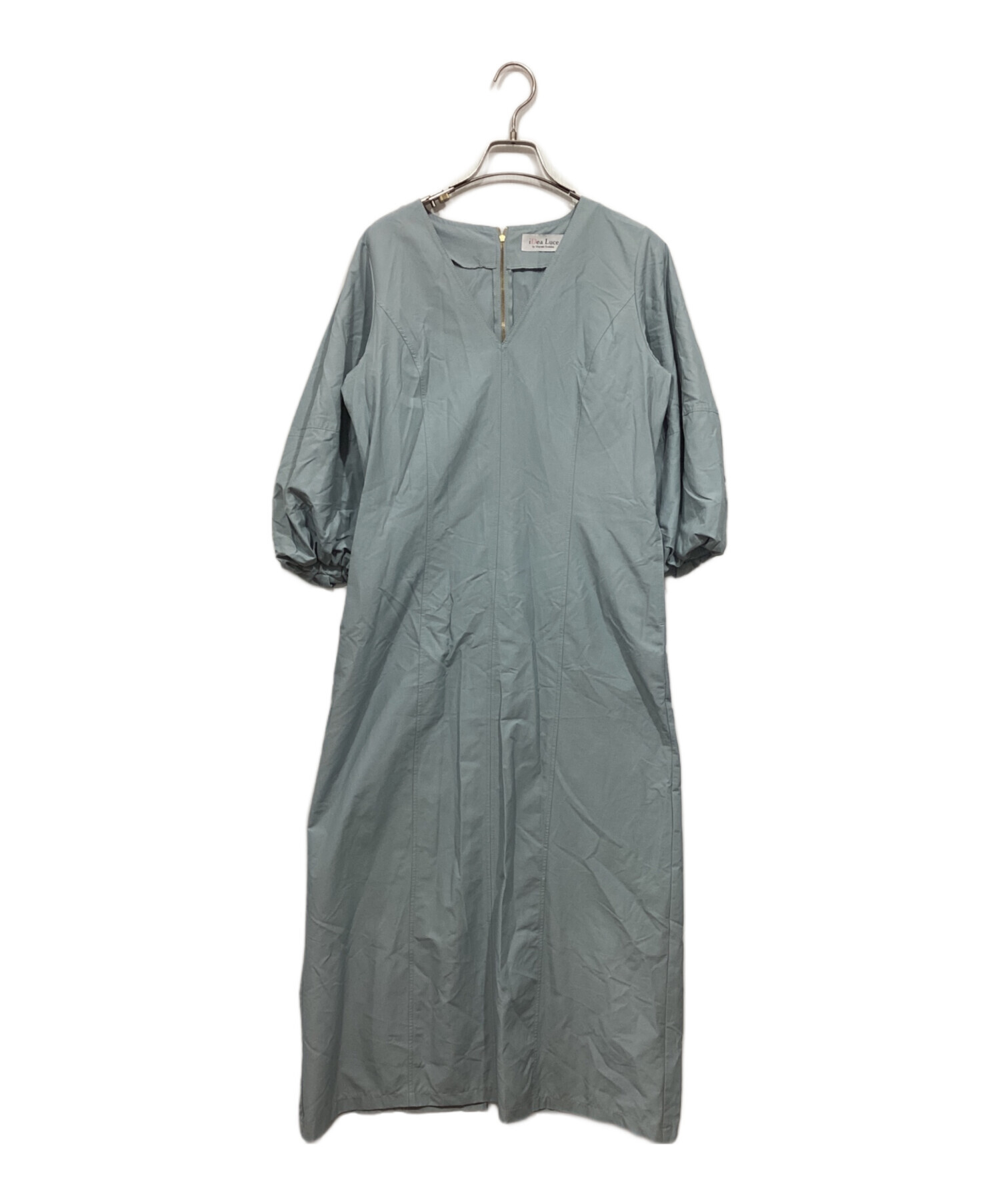 イデアルーチェ　リネンパフワンピース 中古・古着通販】i Dea Luce (イデア ルーチェ) Vネックパフスリーブ