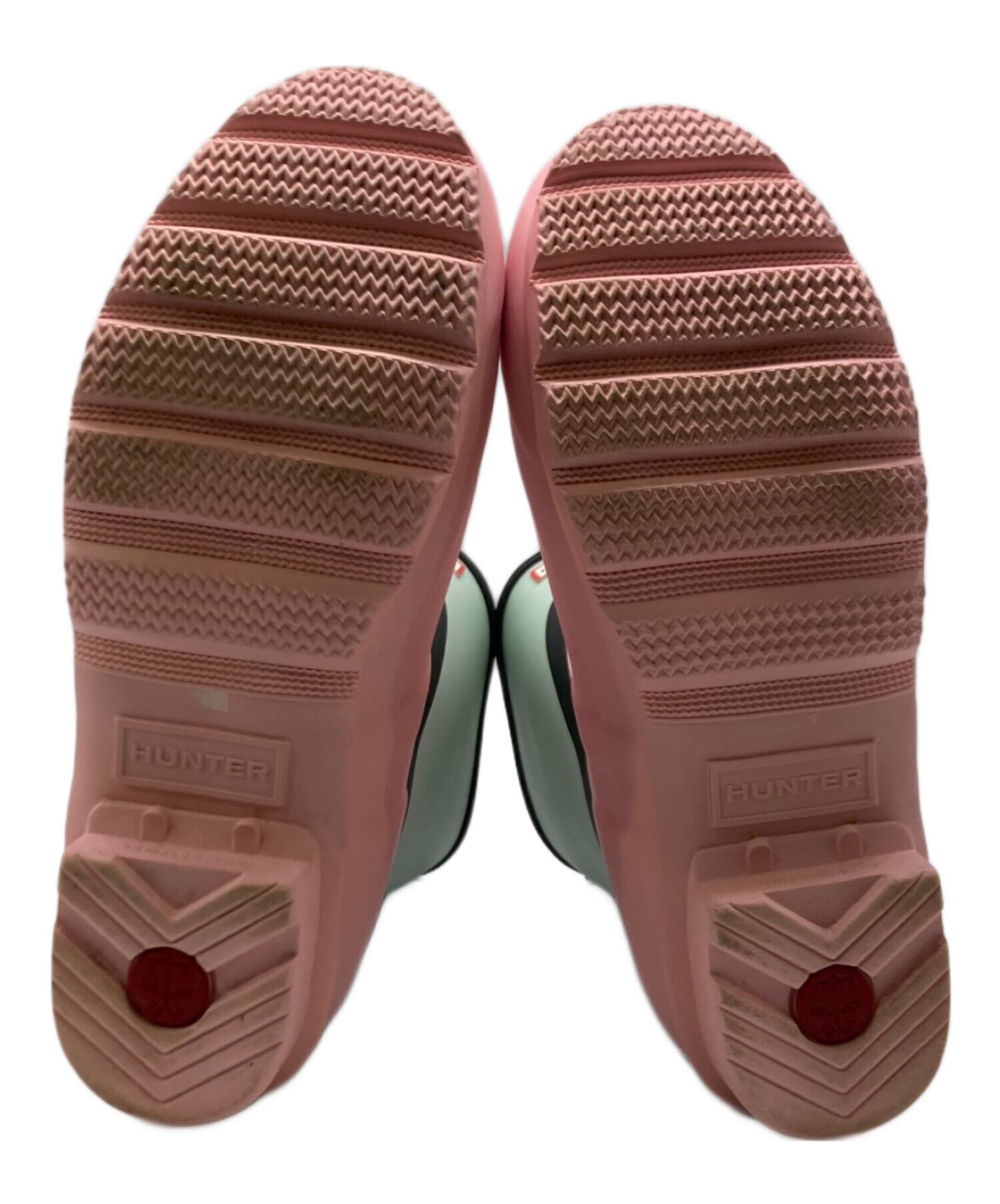 HUNTER ハンター レインシューズ レディース 【古着】【中古】 中古・古着通販】HUNTER (ハンター) レインブーツ ピンク×グリーン