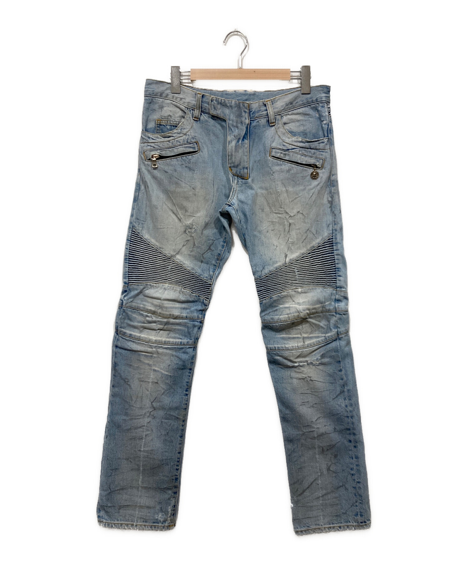 中古・古着通販】BALMAIN (バルマン) バイカーデニムパンツ ブルー