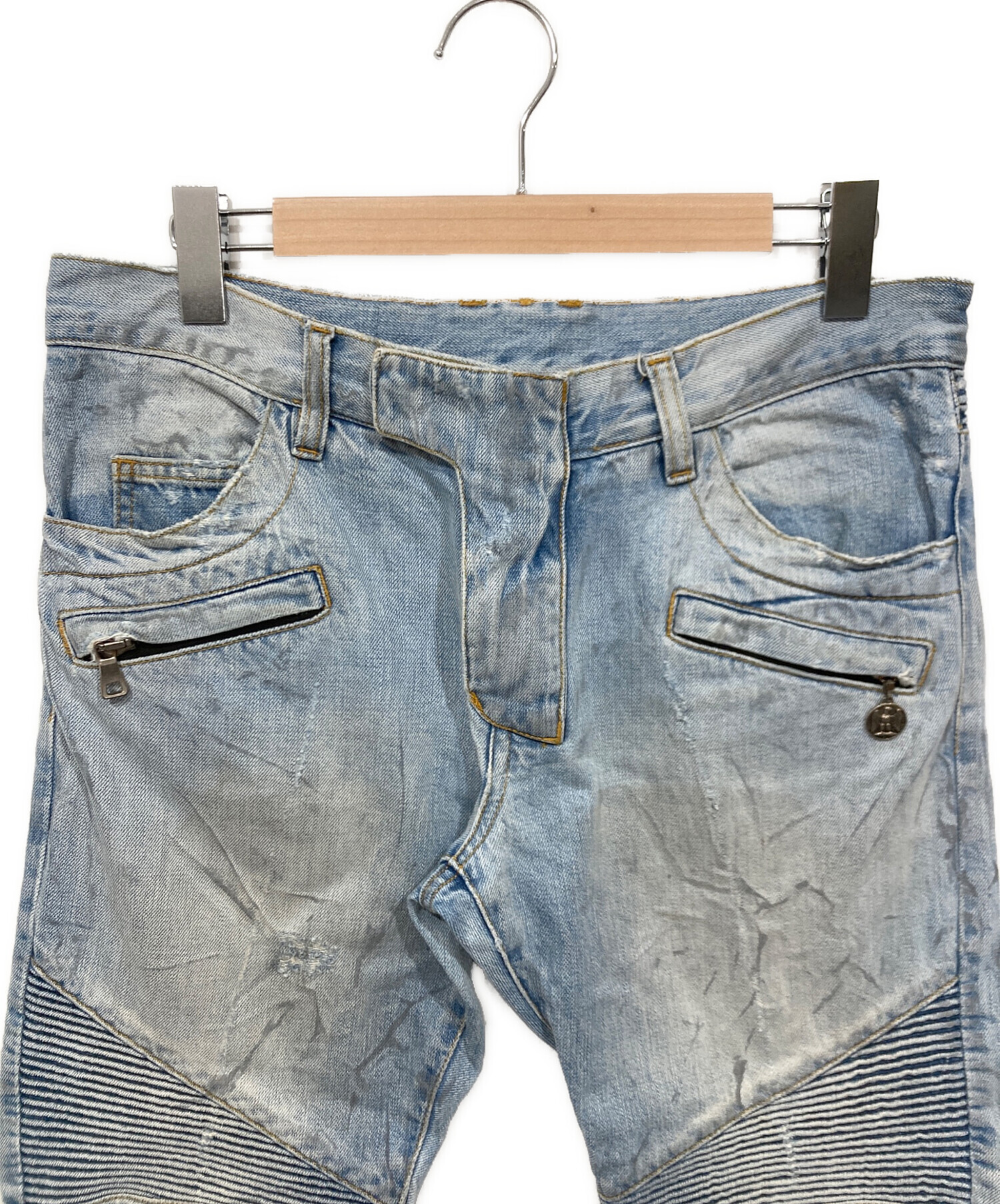 中古・古着通販】BALMAIN (バルマン) バイカーデニムパンツ ブルー